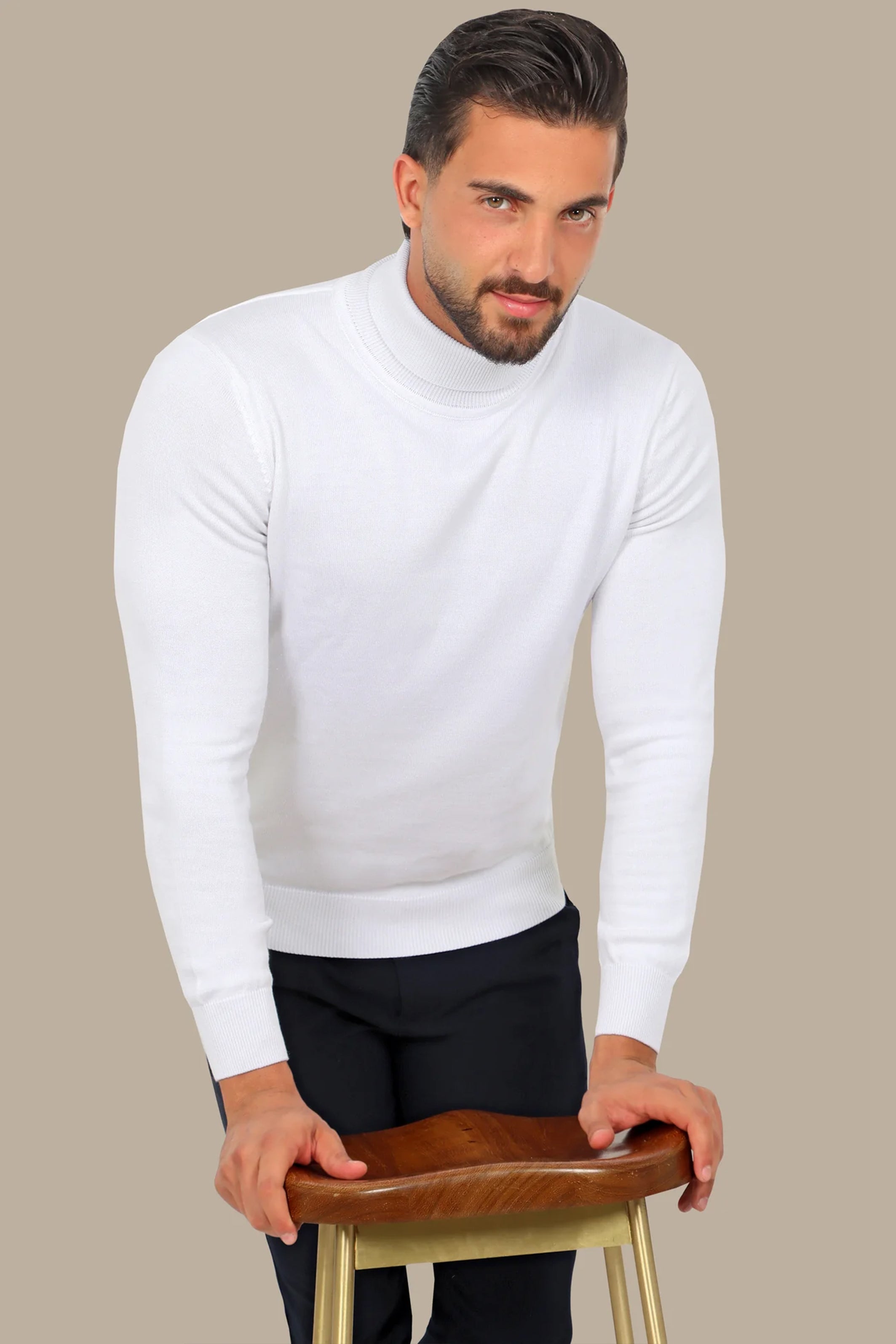 White Turtle Neck Basic Sweater