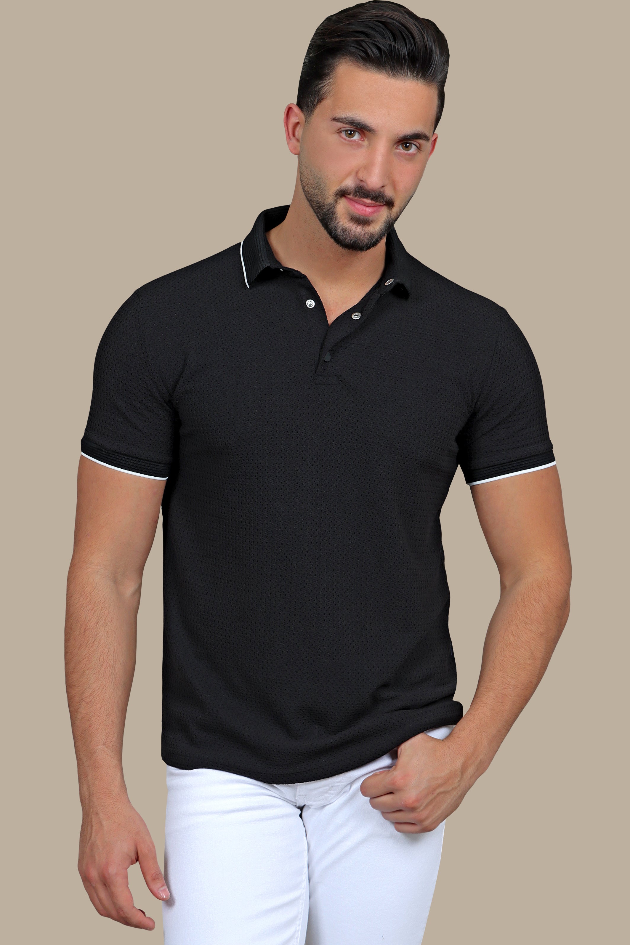 Black Breathable Polo: Short Sleeves