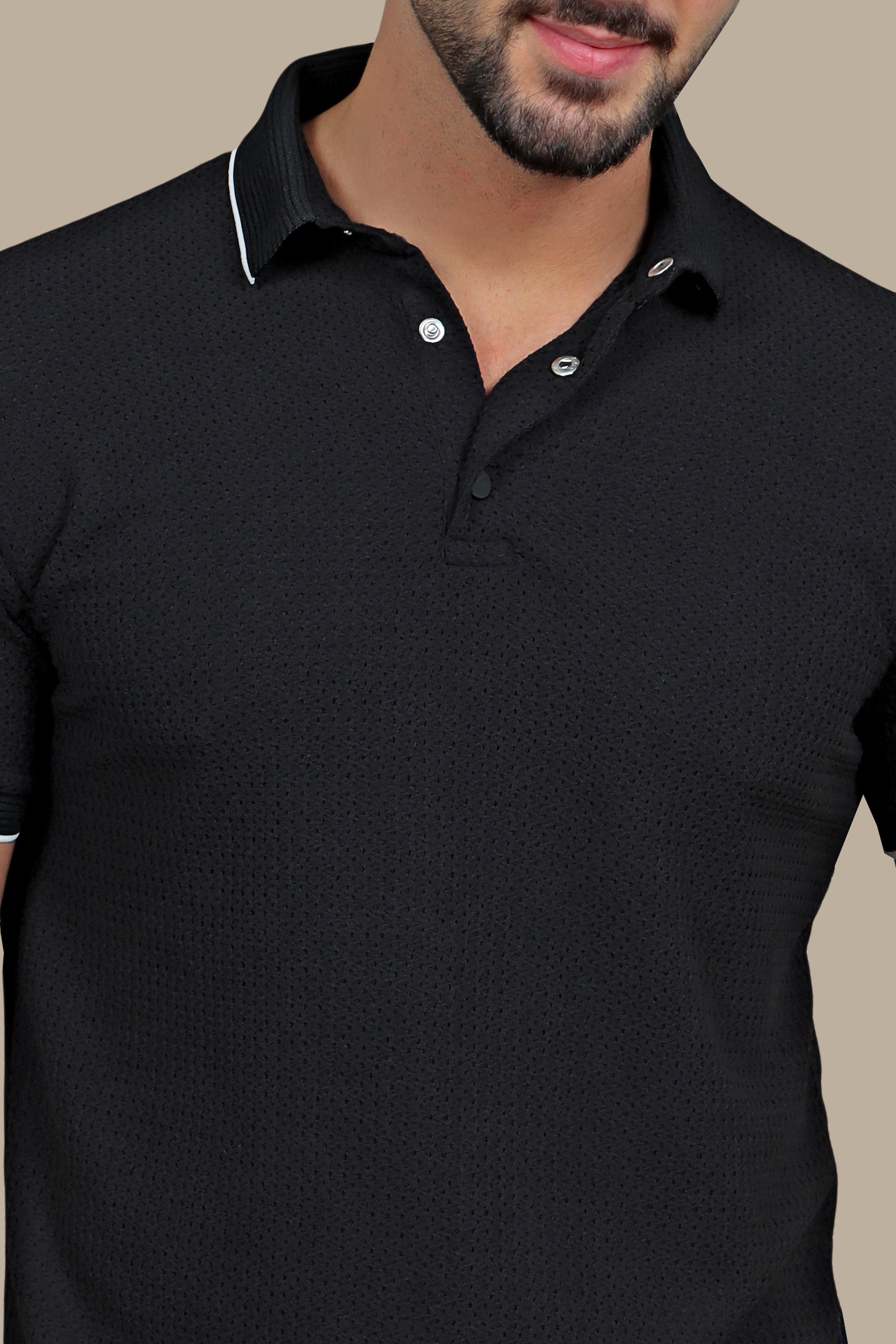 Black Breathable Polo: Short Sleeves