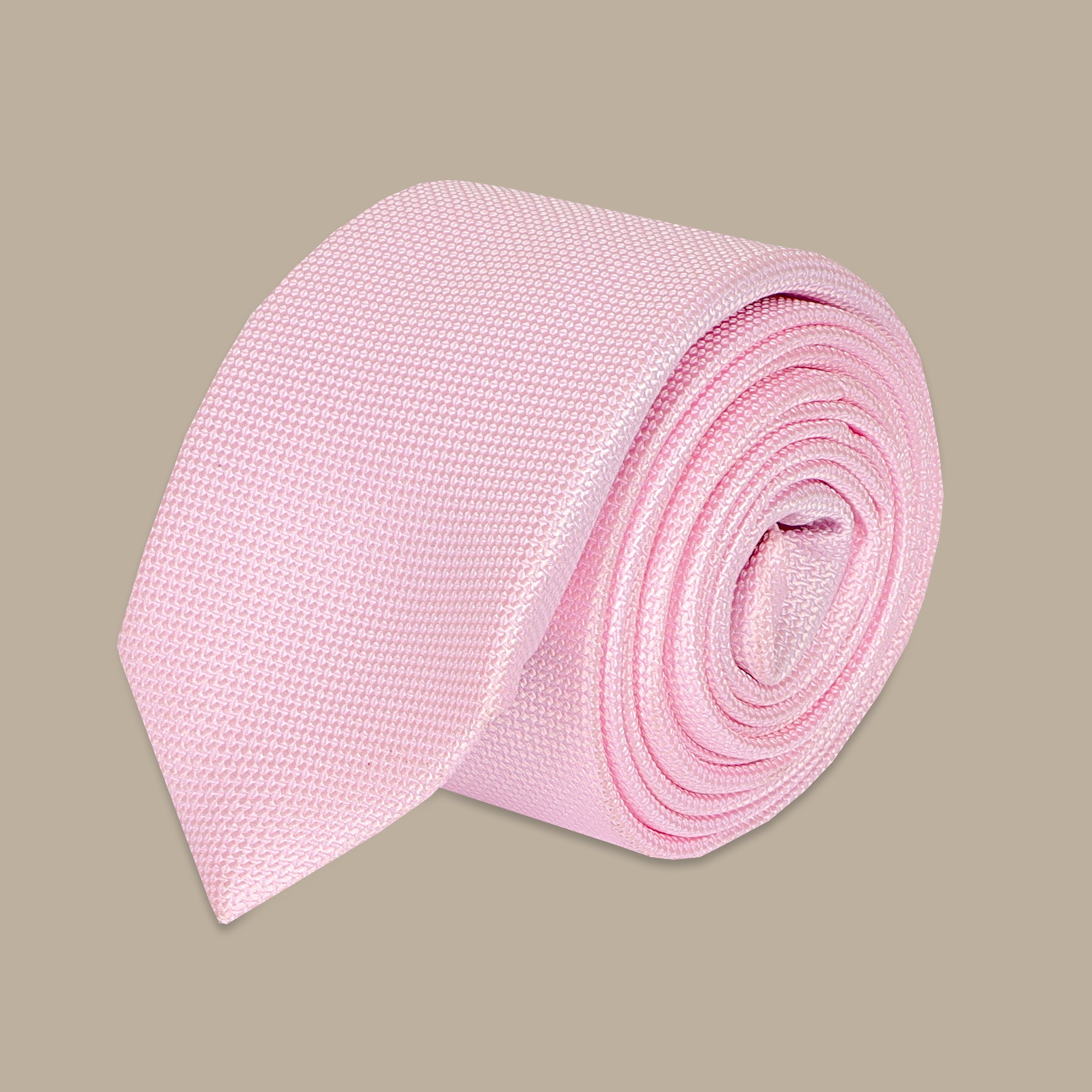 Pink Tie Set in Solid Structured Design