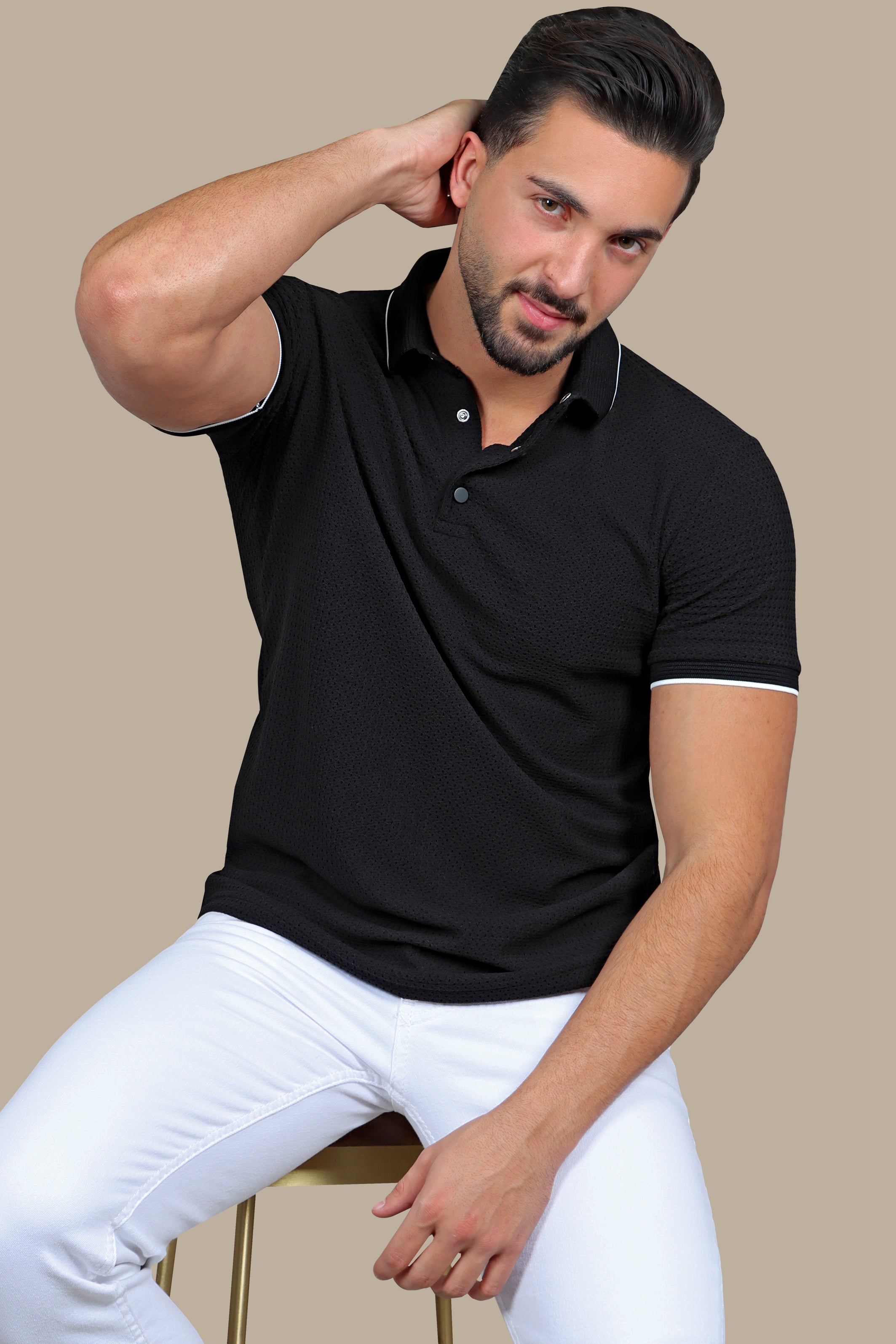 Black Breathable Polo: Short Sleeves