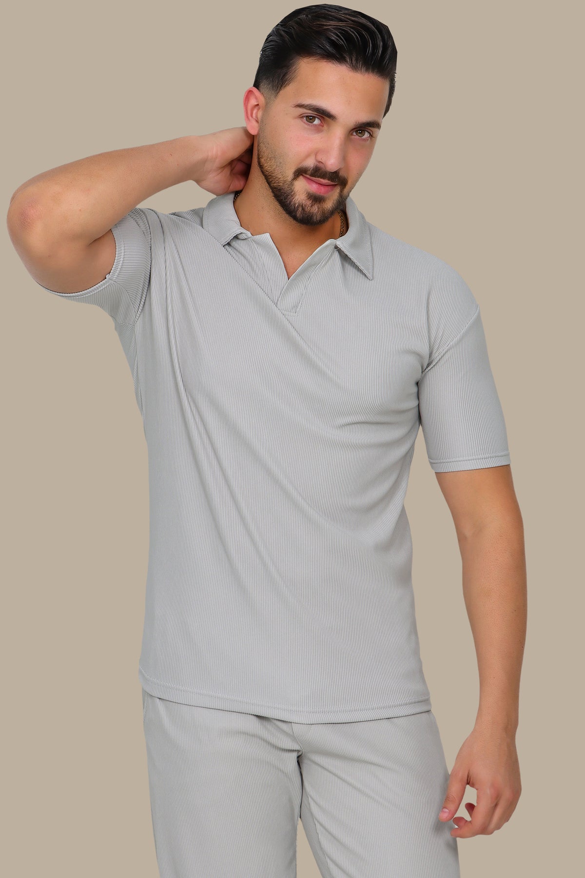 Ribbed Plain Polo Shirt