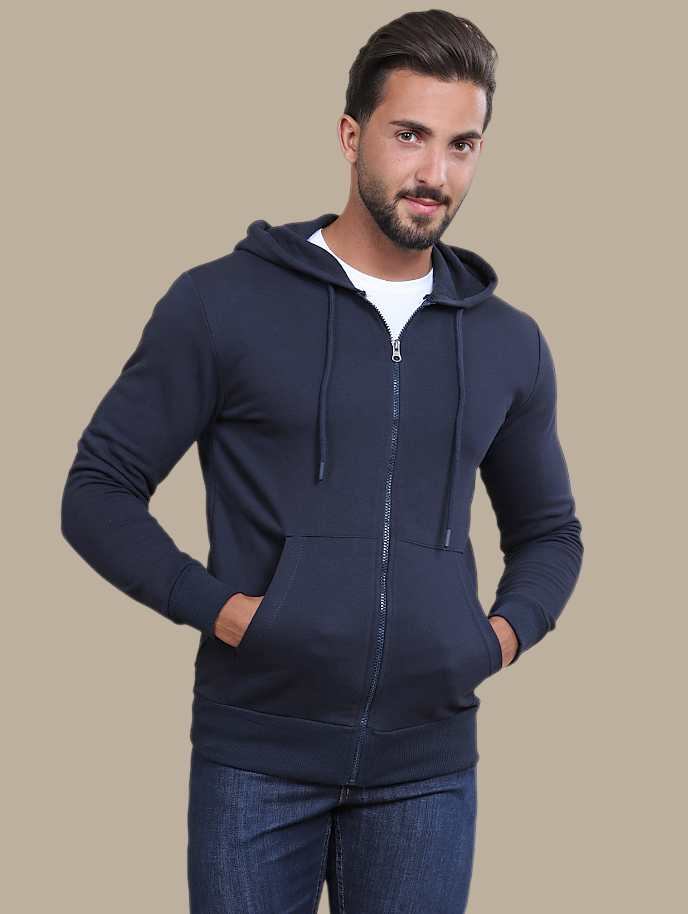 Navy Classic: Plain Basic Hoody Sweatshirt