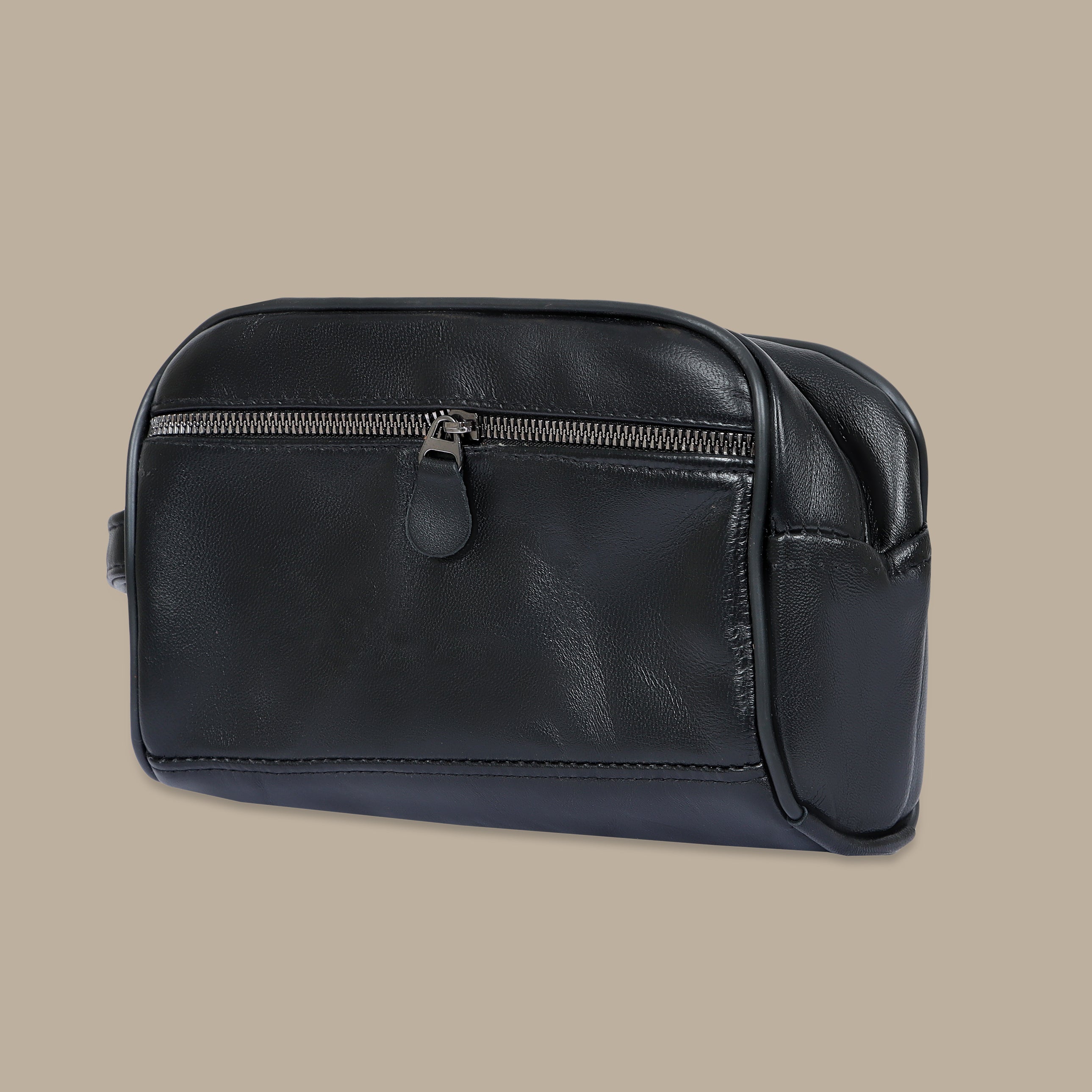 Black Plain Leather Clutch