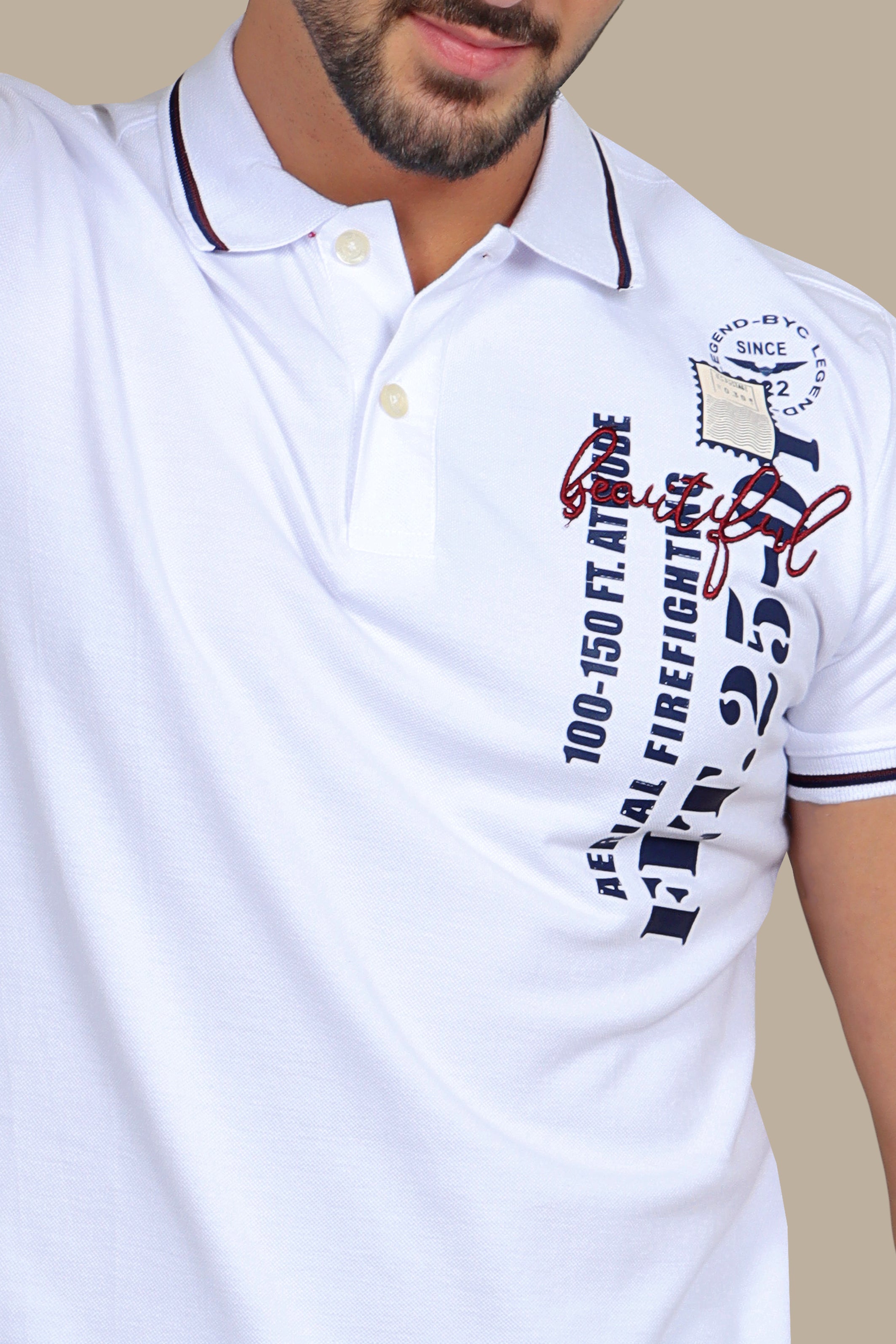 Beautiful White Polo with Patches