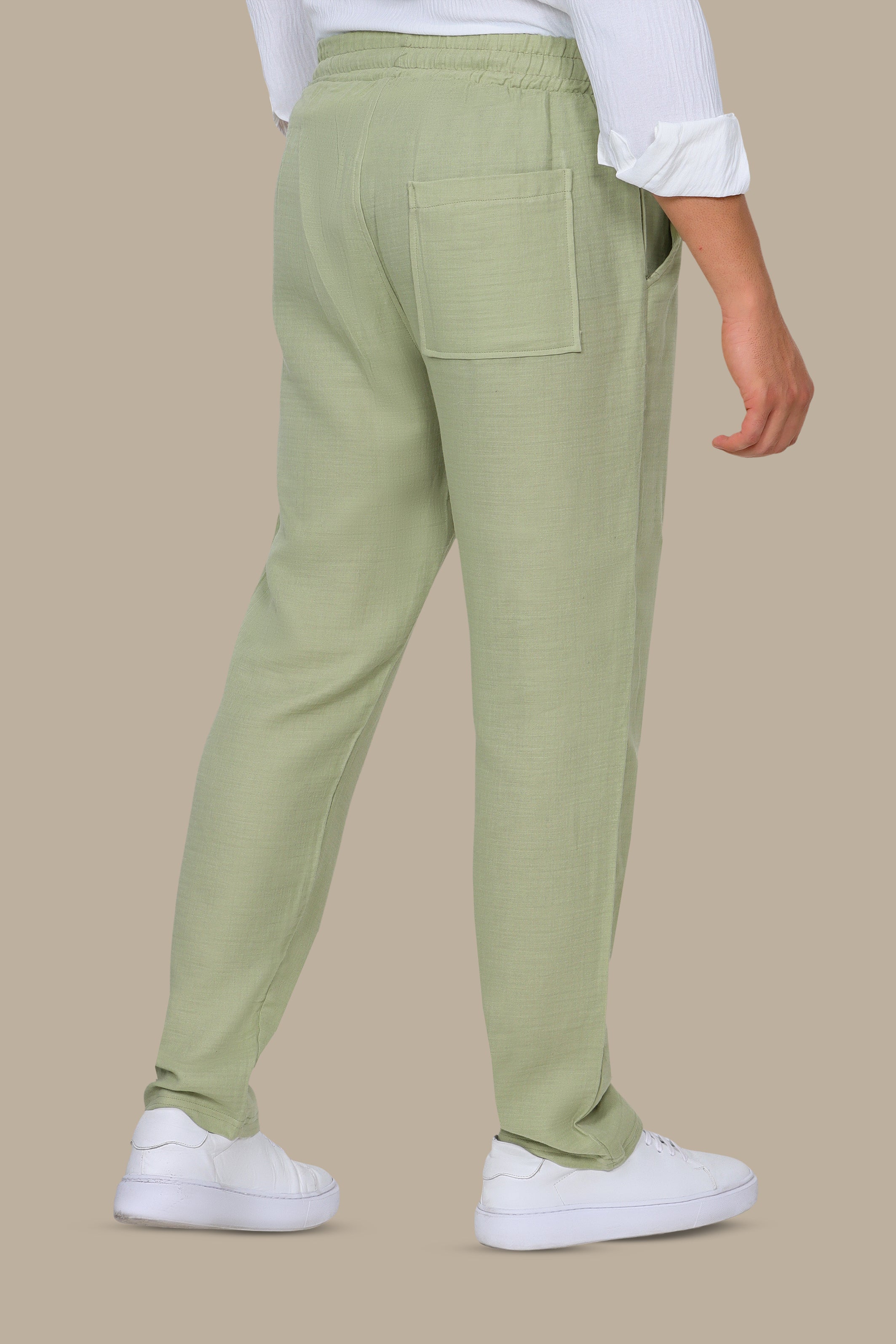 Olive Regular Fit Linen Pants