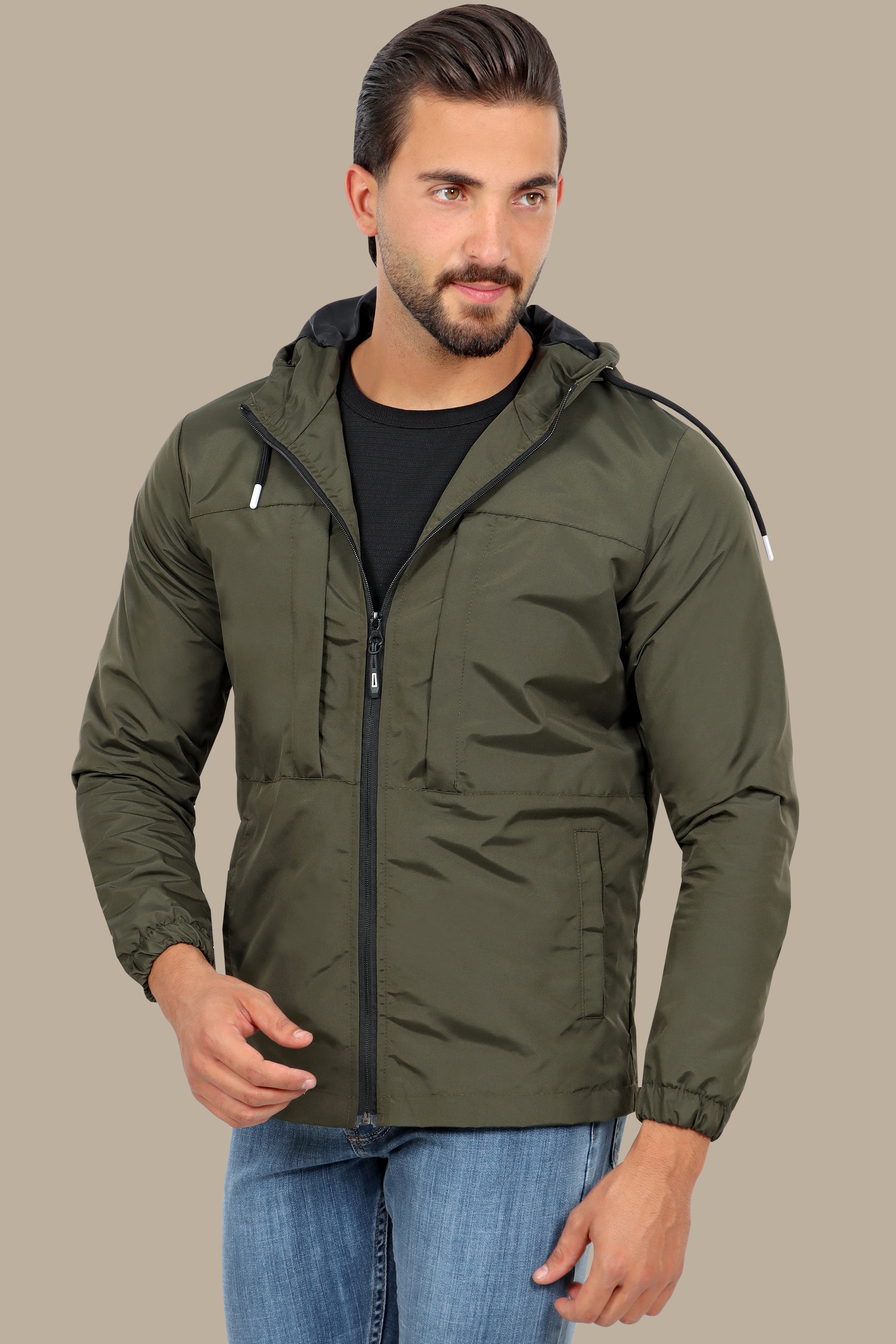 Urban Explorer: Khaki Waterproof Hooded Jacket