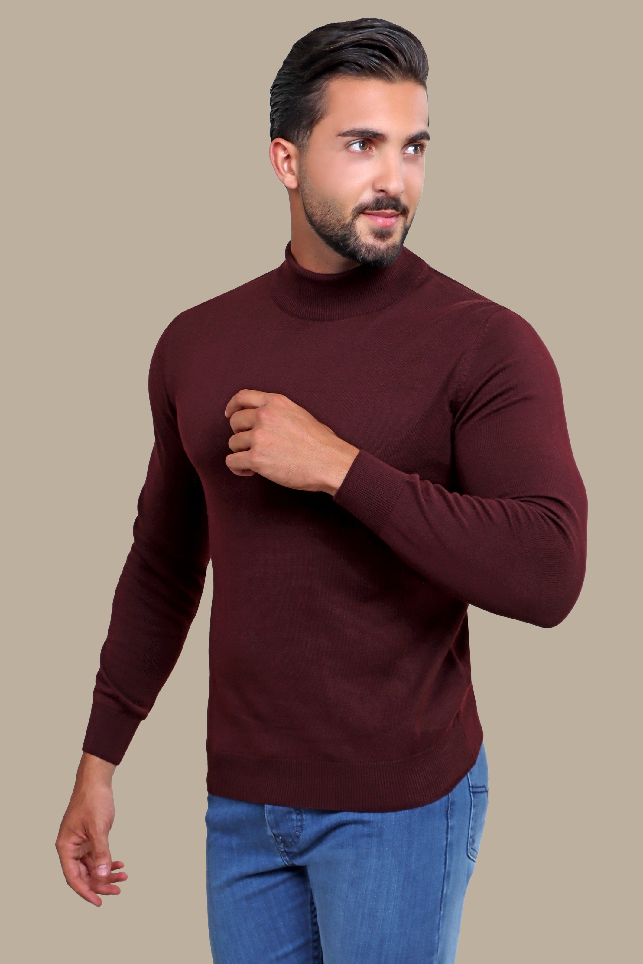 Sweater High Neck Basic | Burgundy