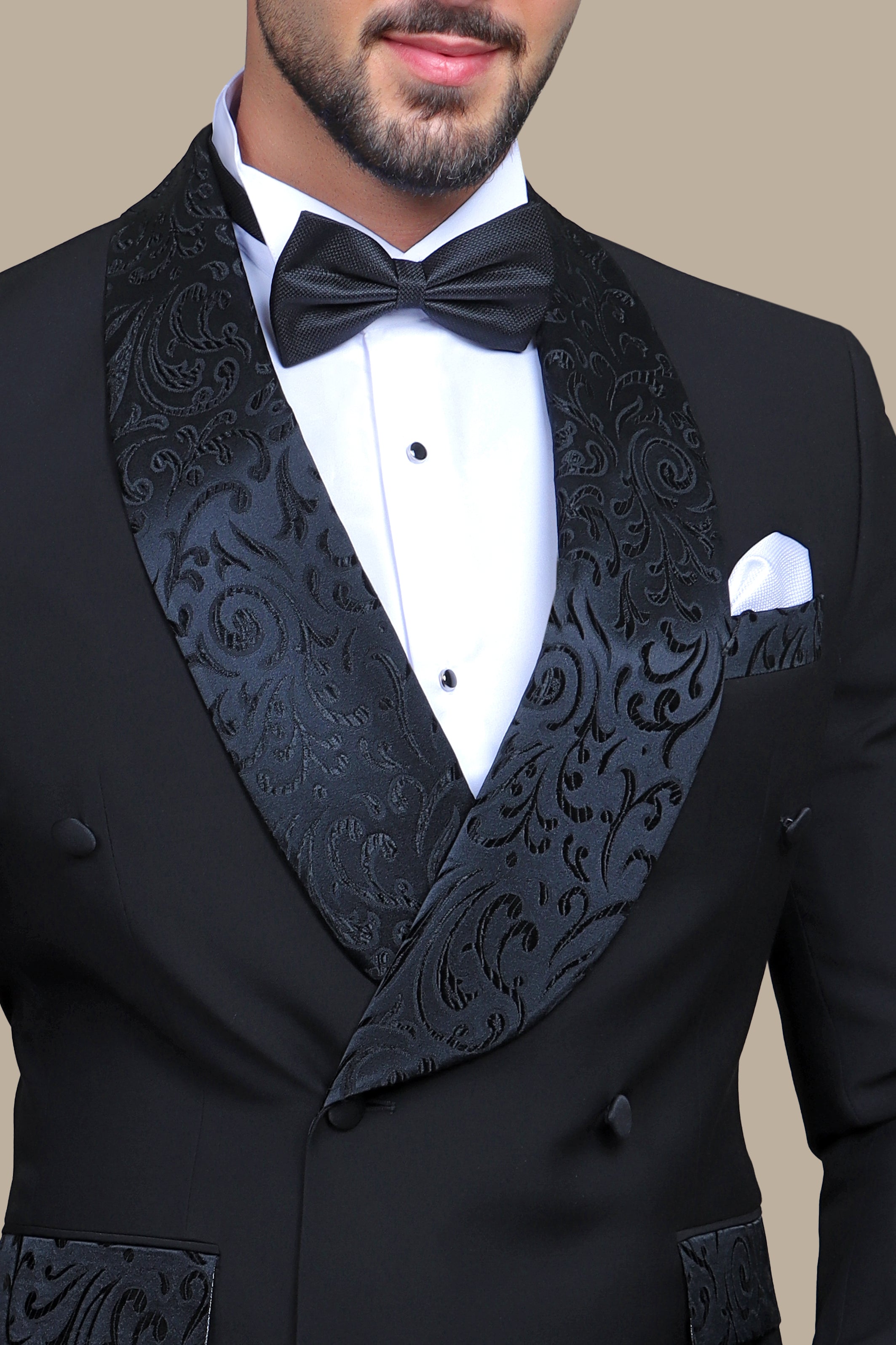 Black Elegance: Tuxedo FV Special Edition with Jacquard Collar & Pocket