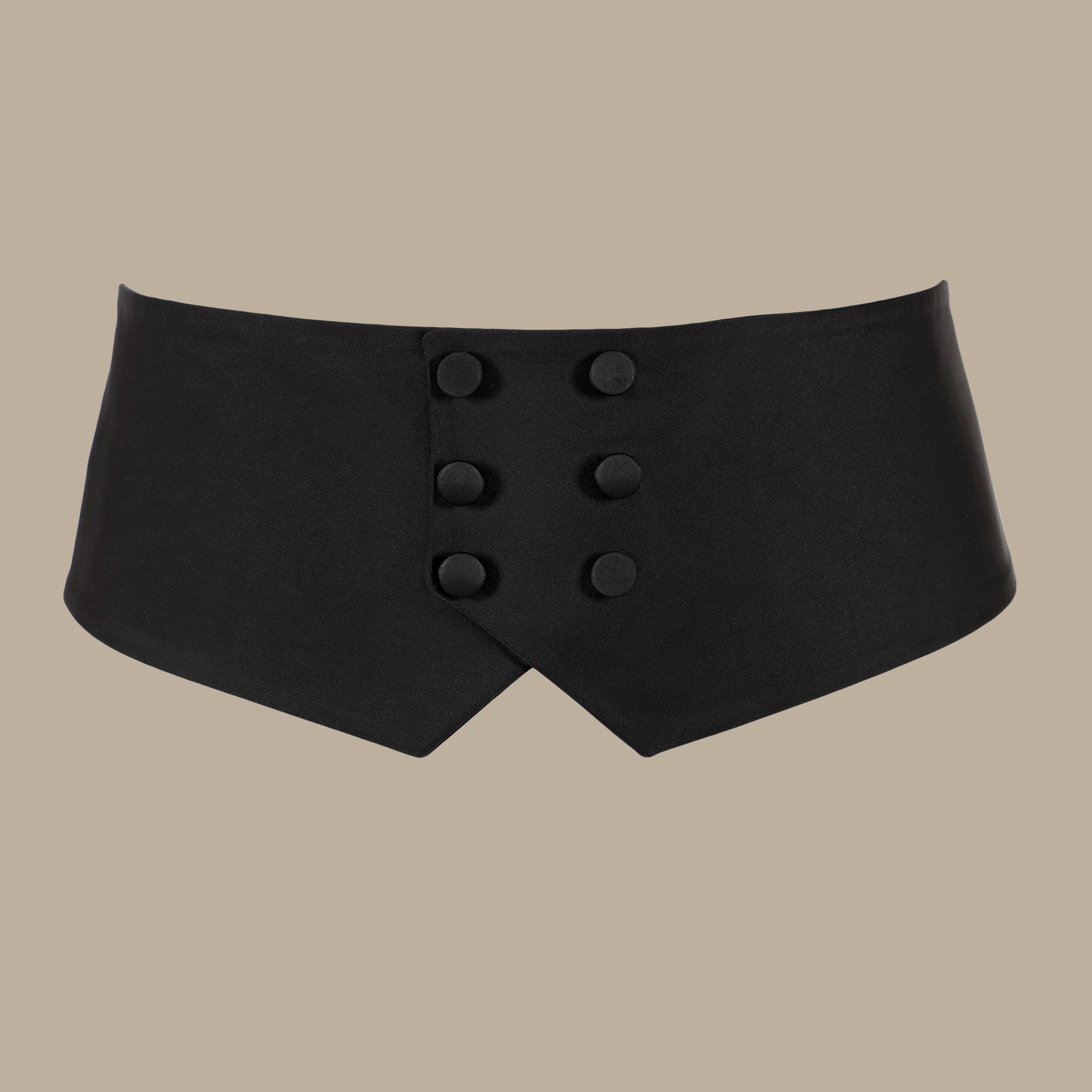 Black Cummerbund Set with Buttons Detailing