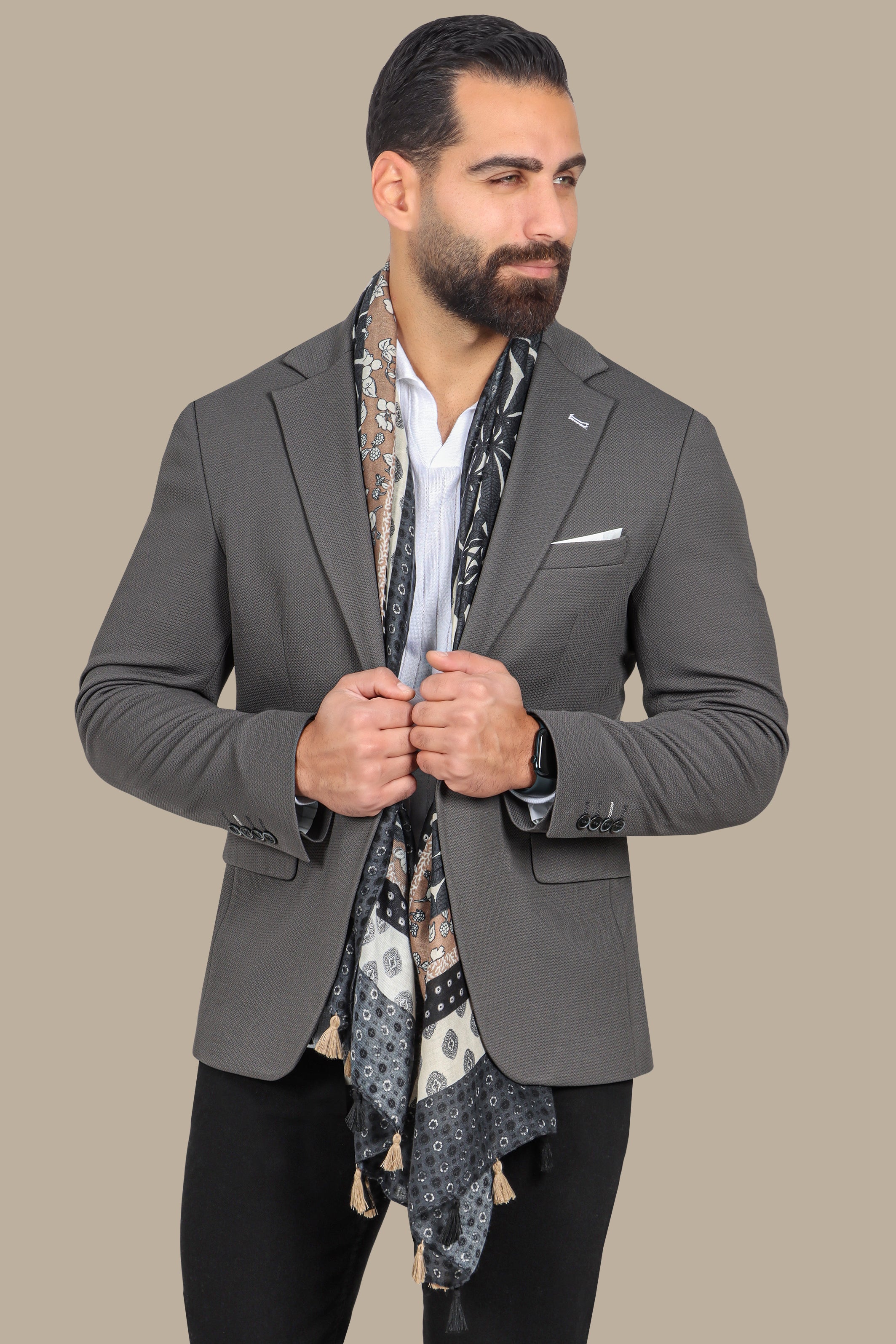 Khaki Classic: Structured Notch Lapel Blazer