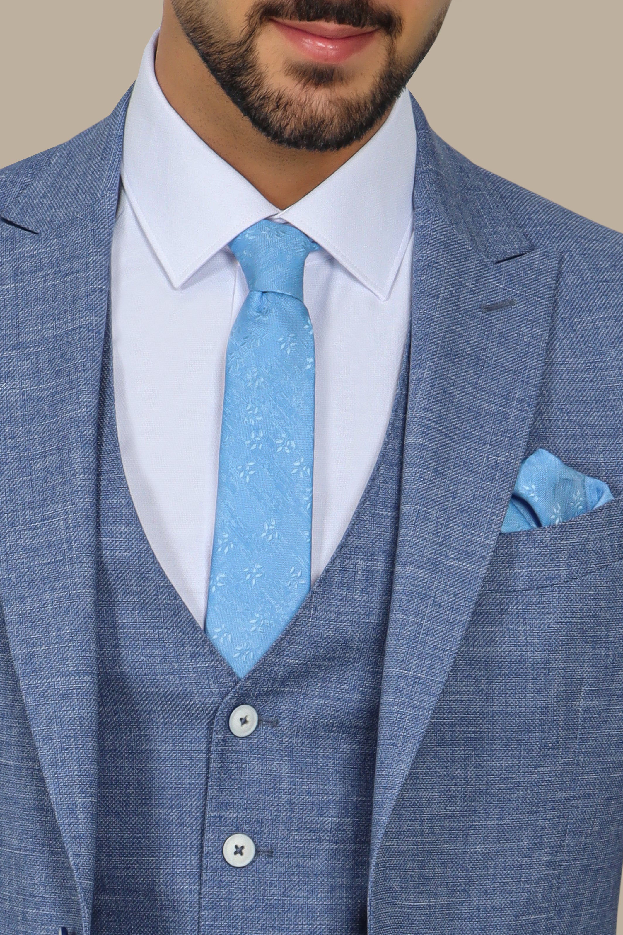 Blue 3-Piece Suit with Fila Fil Peak Lapel