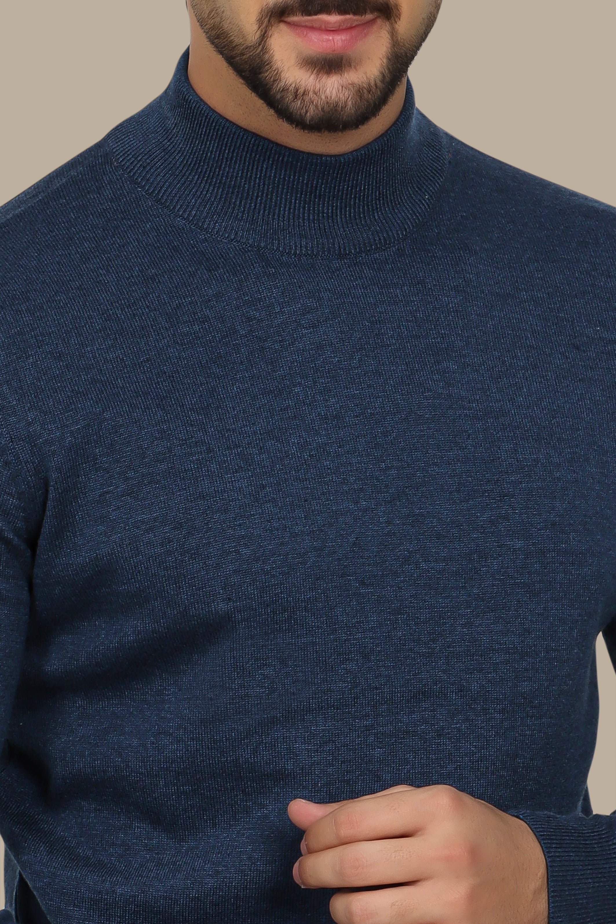 Blue High-Neck Sweater