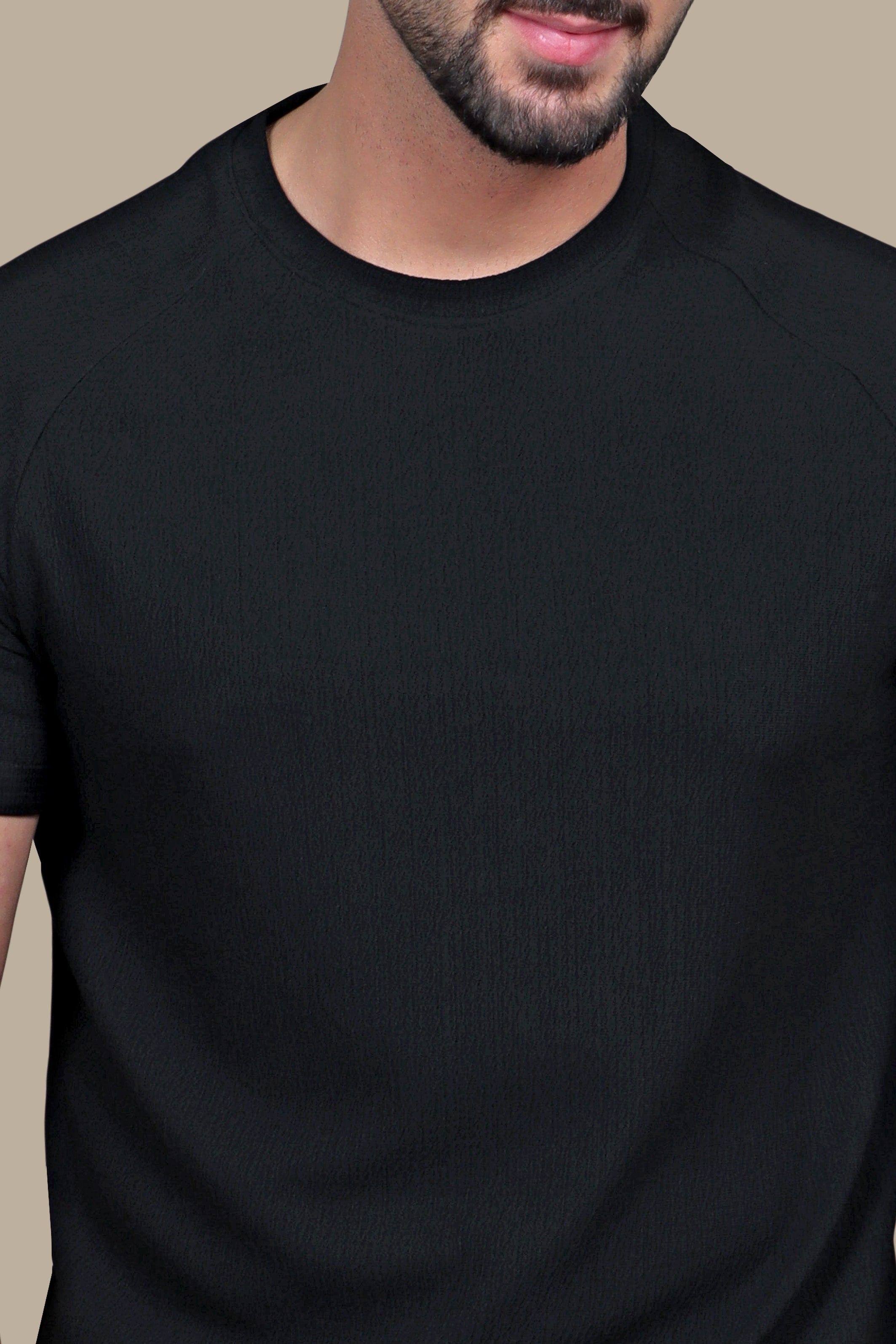 Urban Edge: Black Oversize Shoulder Cut T-Shirt