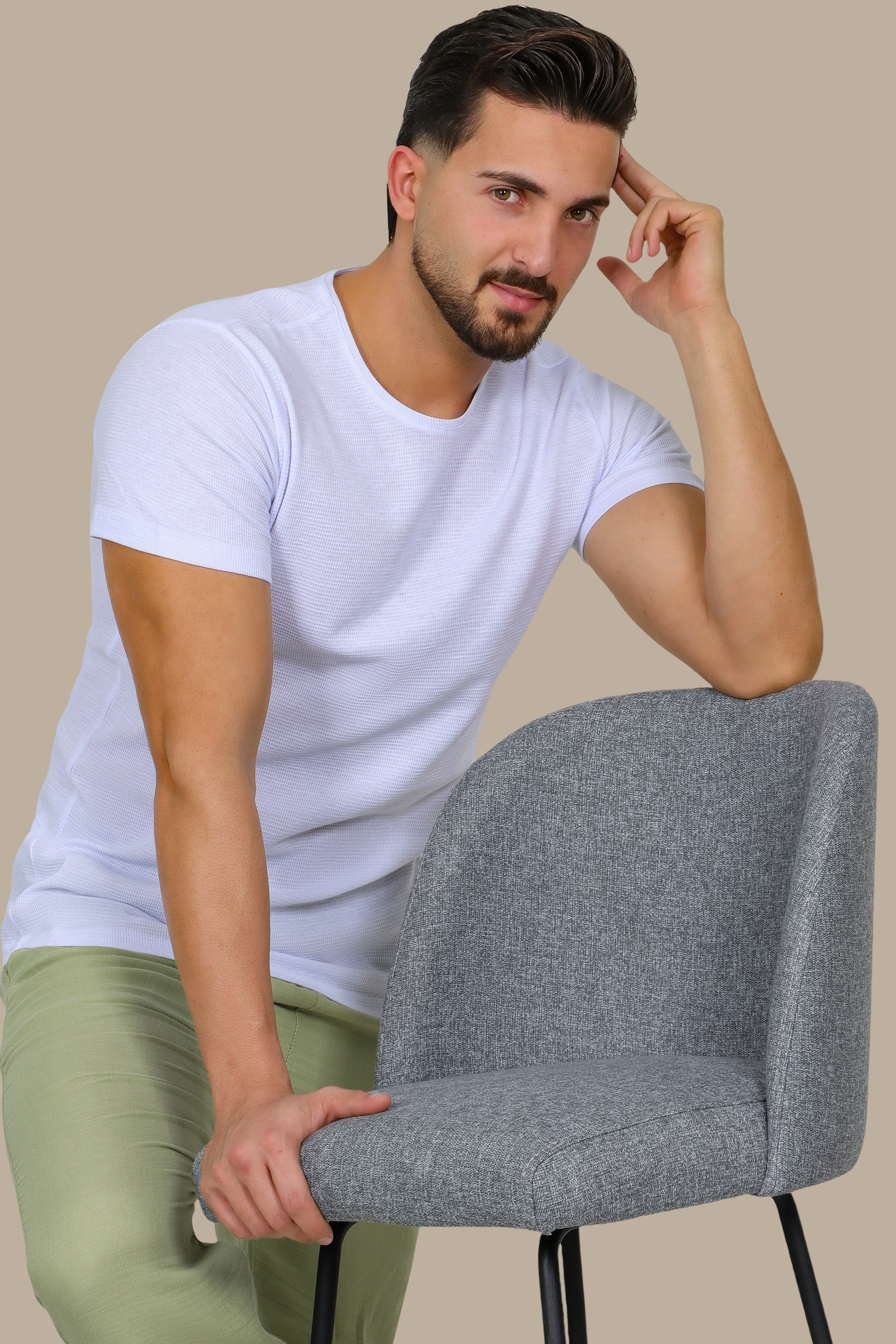 White Square Structured T-Shirt