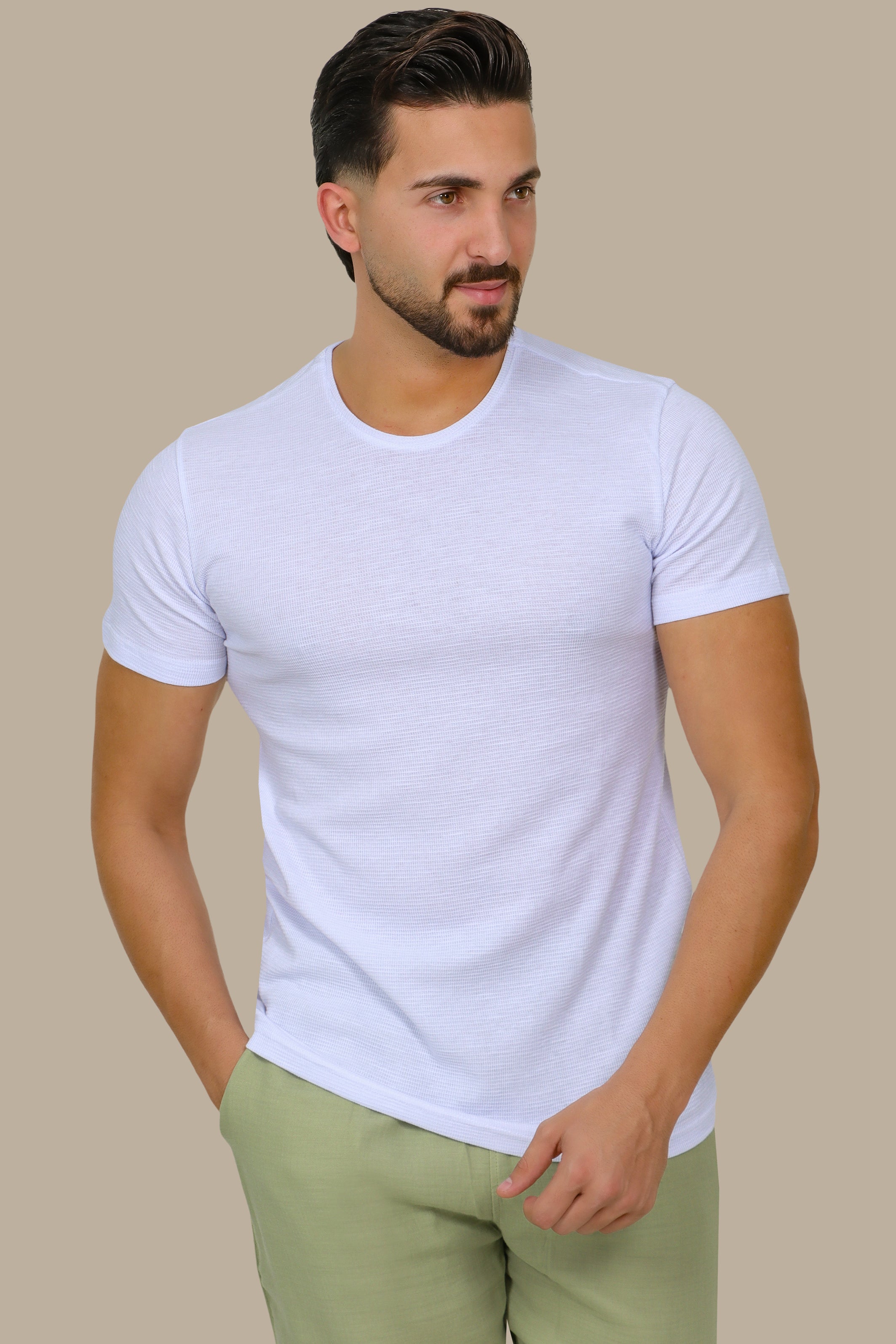 White Square Structured T-Shirt
