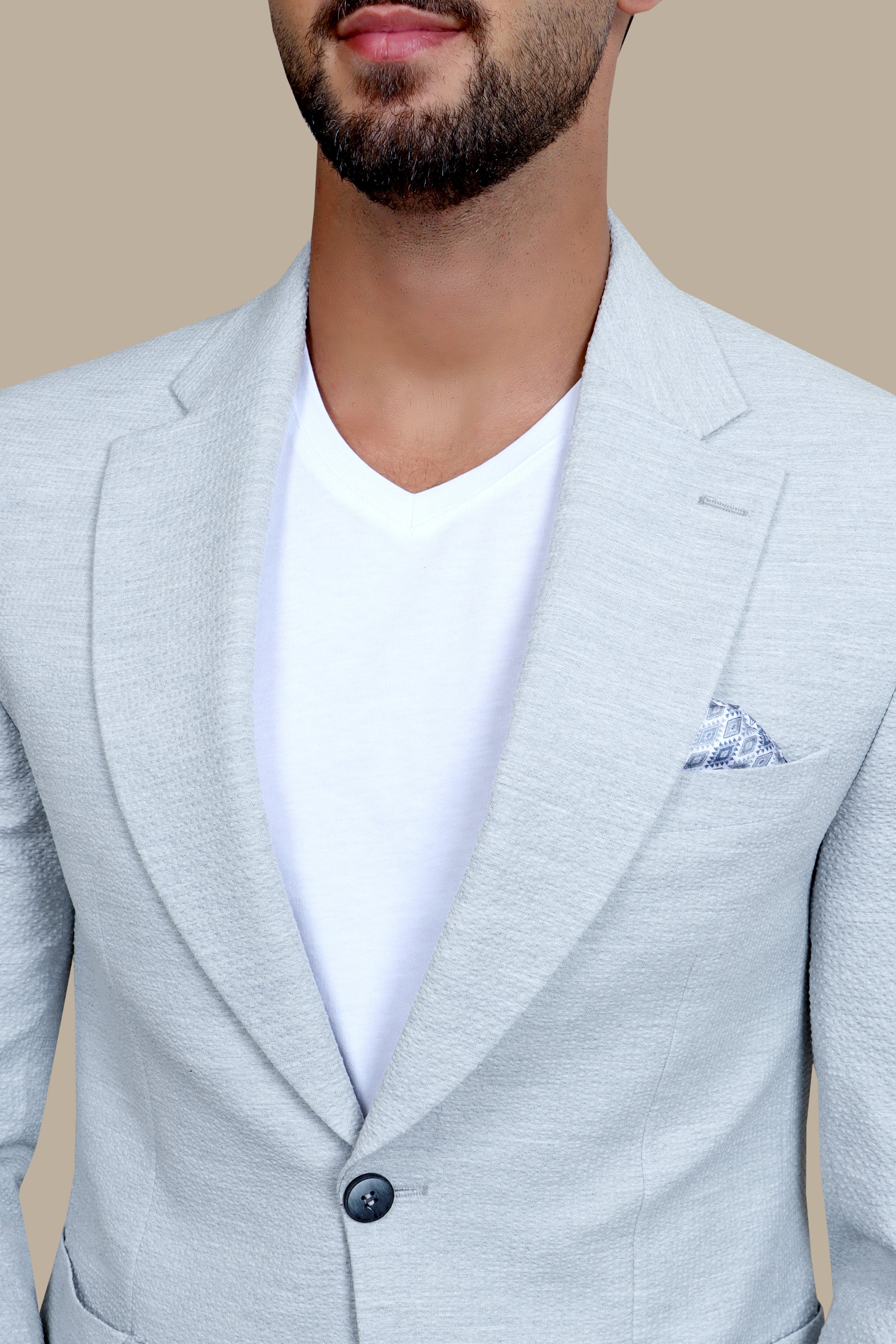 Timeless Travel Suit: Light Gray with Patch Pockets