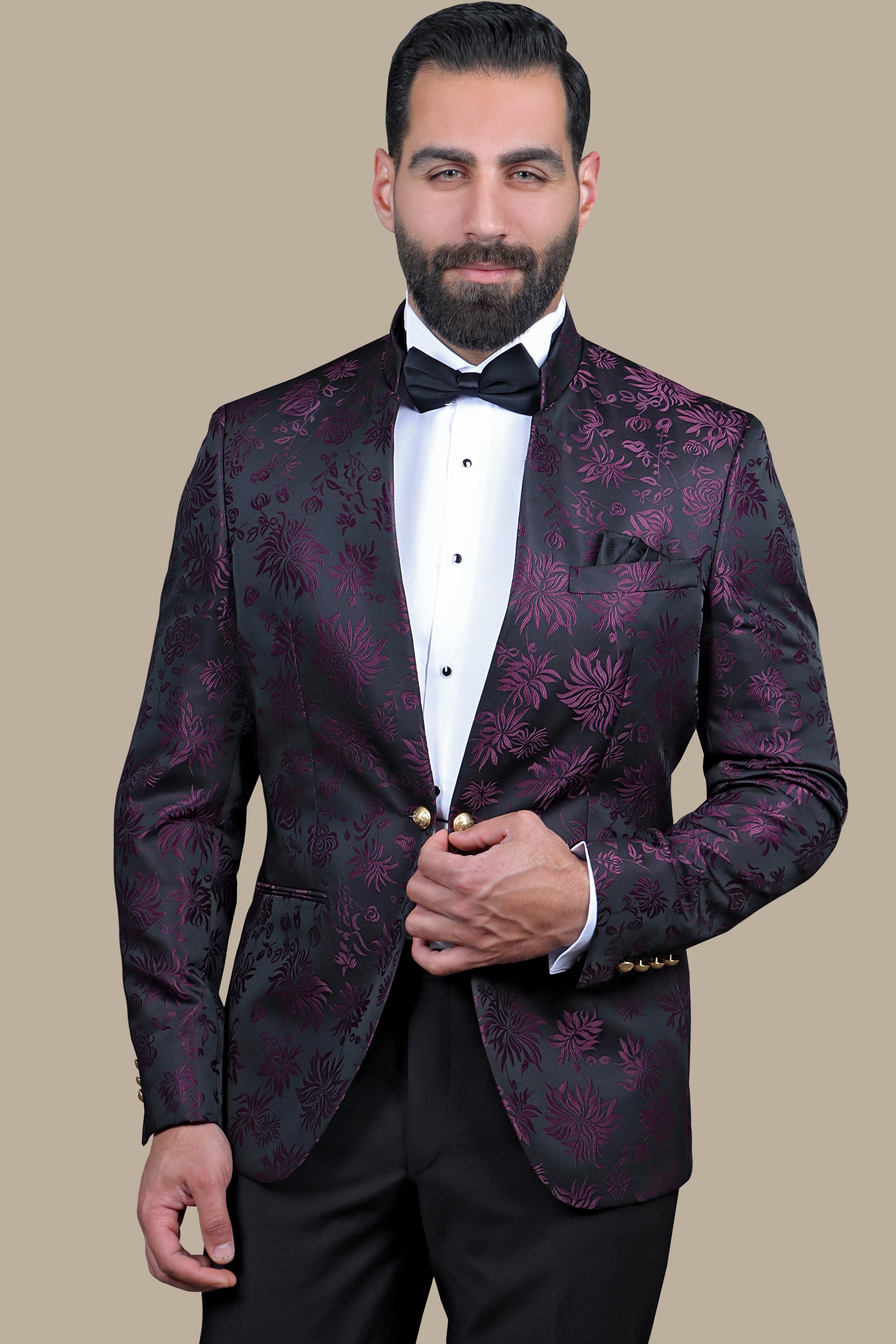 Purple Leaf Jacquard: Blazer Fv Special Collection