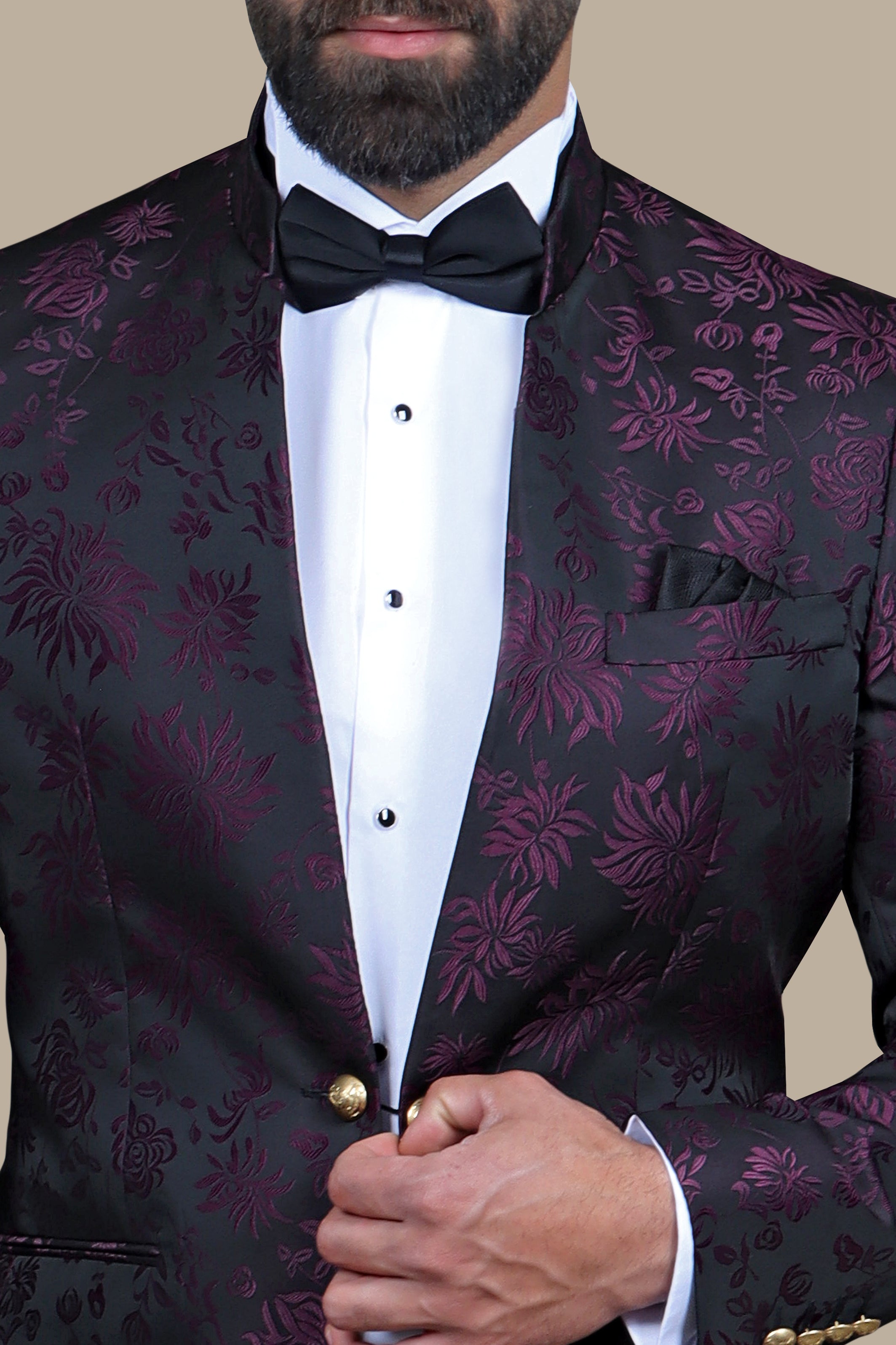 Purple Leaf Jacquard: Blazer Fv Special Collection