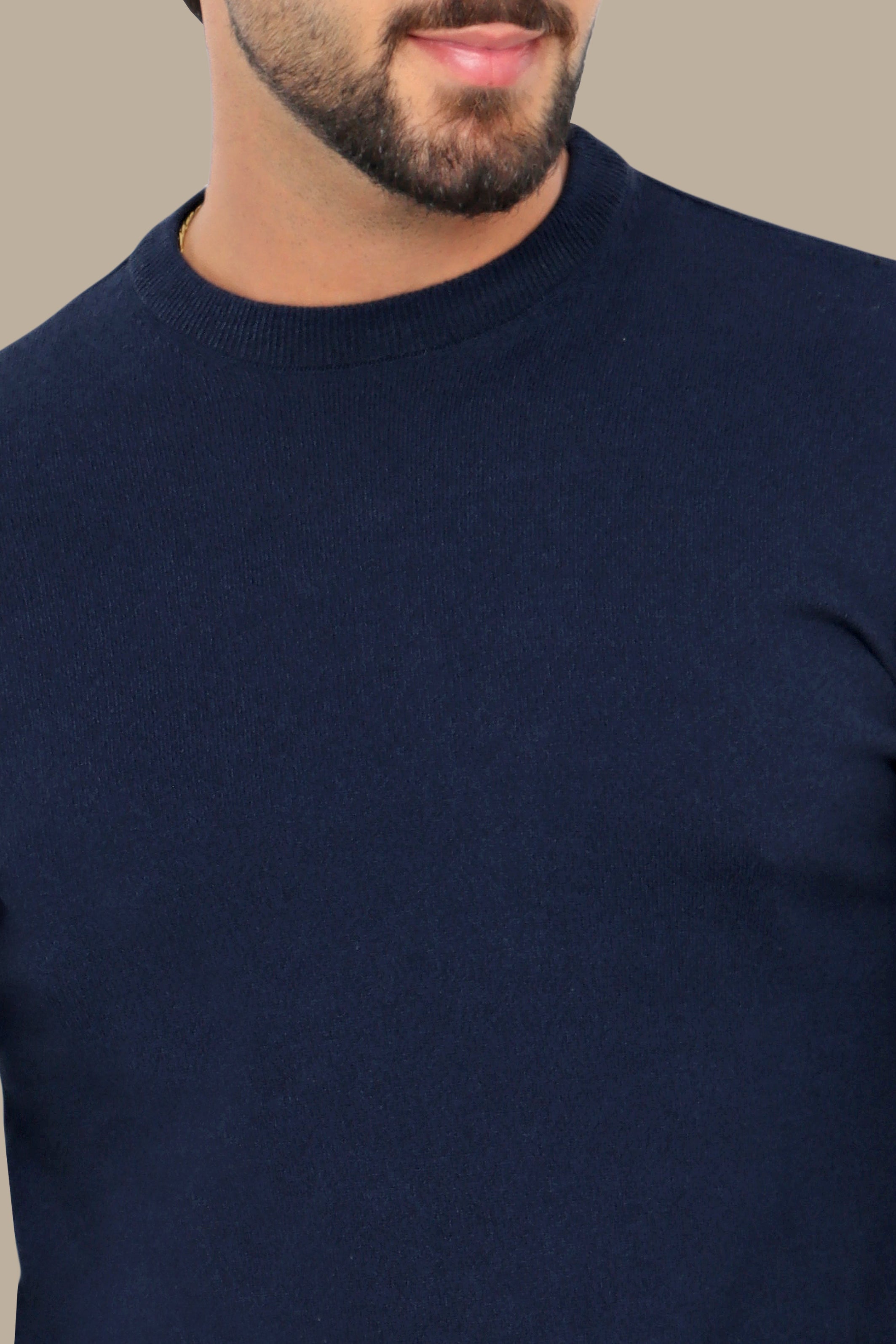 Essential Comfort: Navy Basic Round Neck Sweater