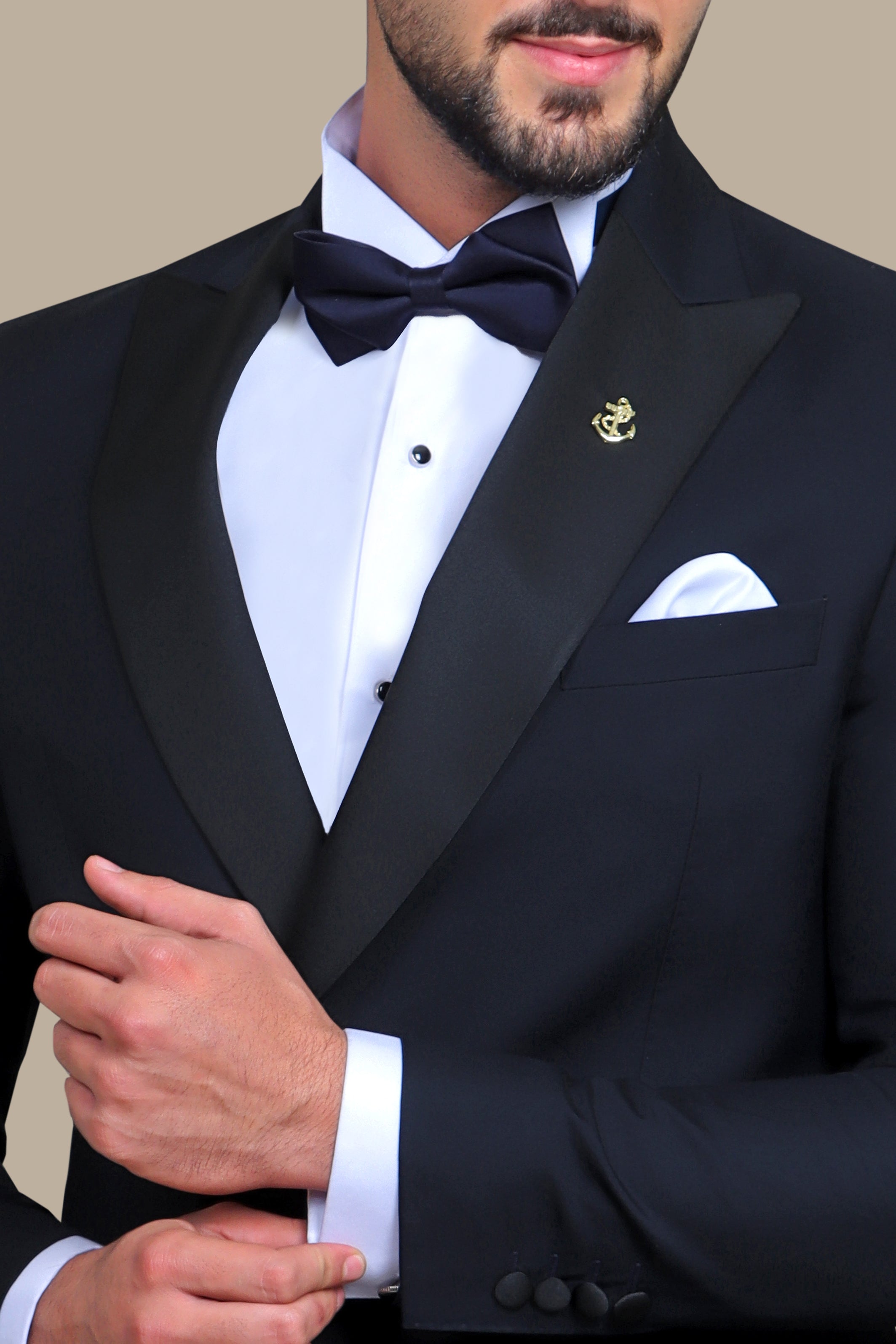 Navy Double-Breasted Peak Lapel Tuxedo