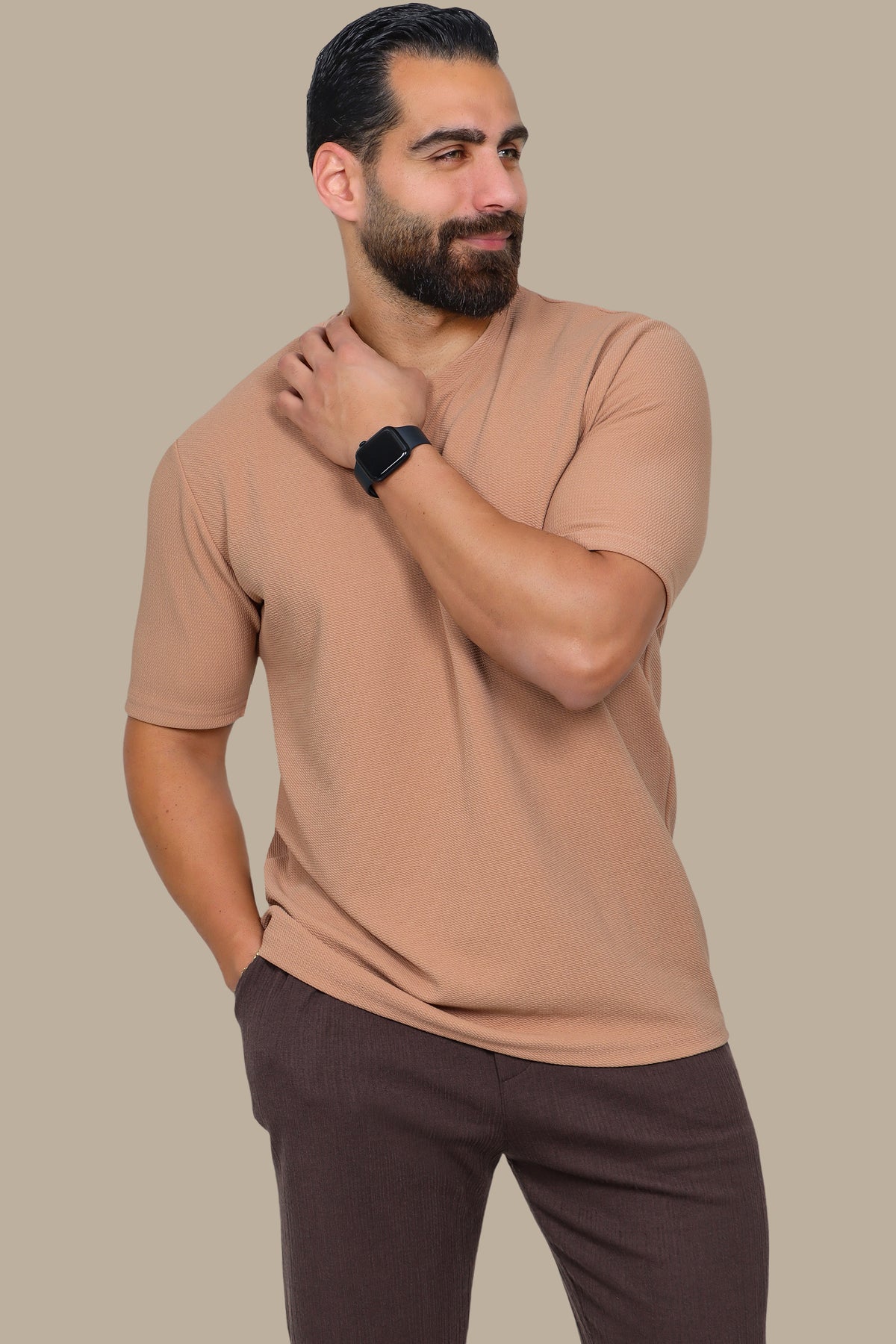 Structured Lycra Round Neck T-Shirt