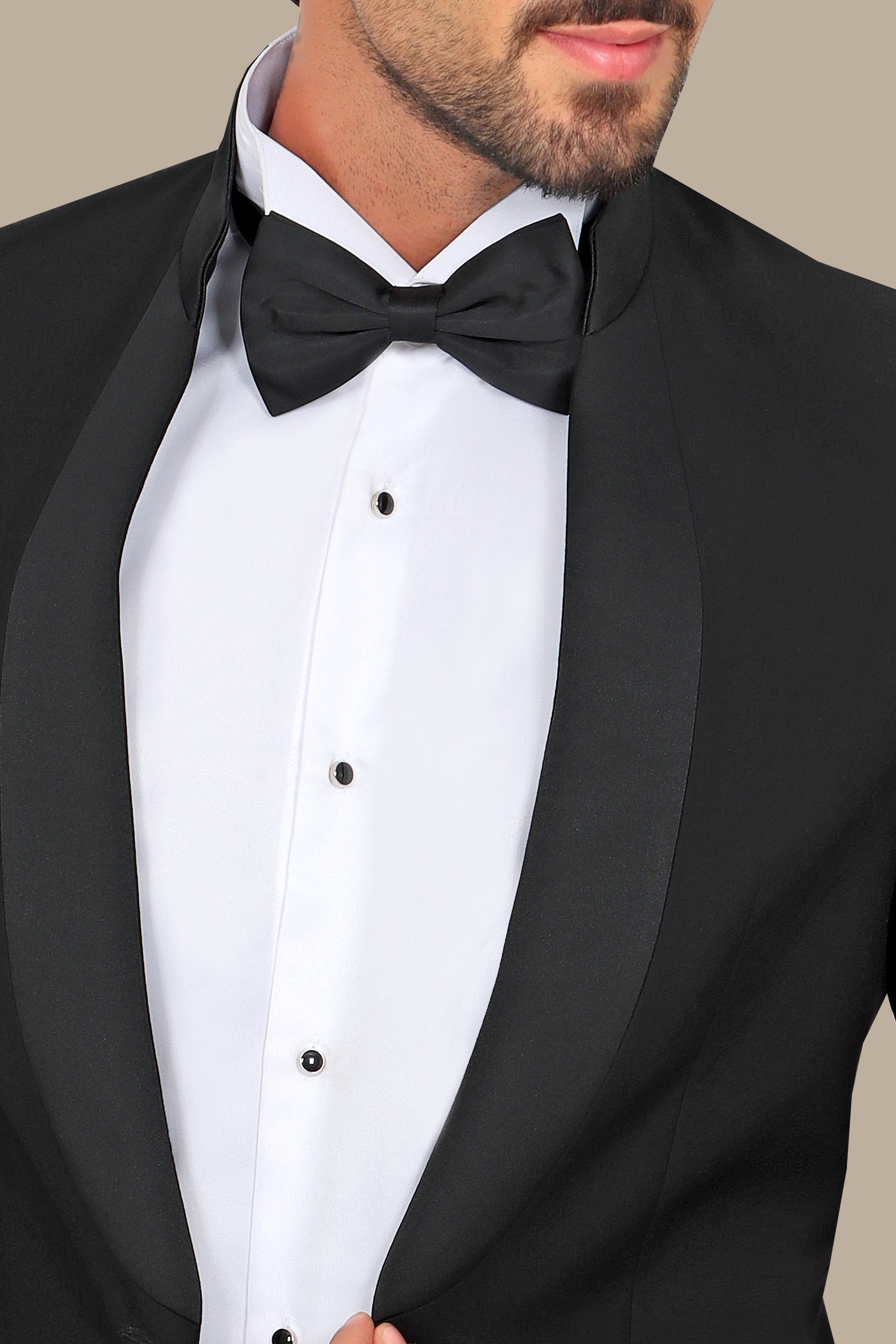 Col Mao Satin Tuxedo in Black