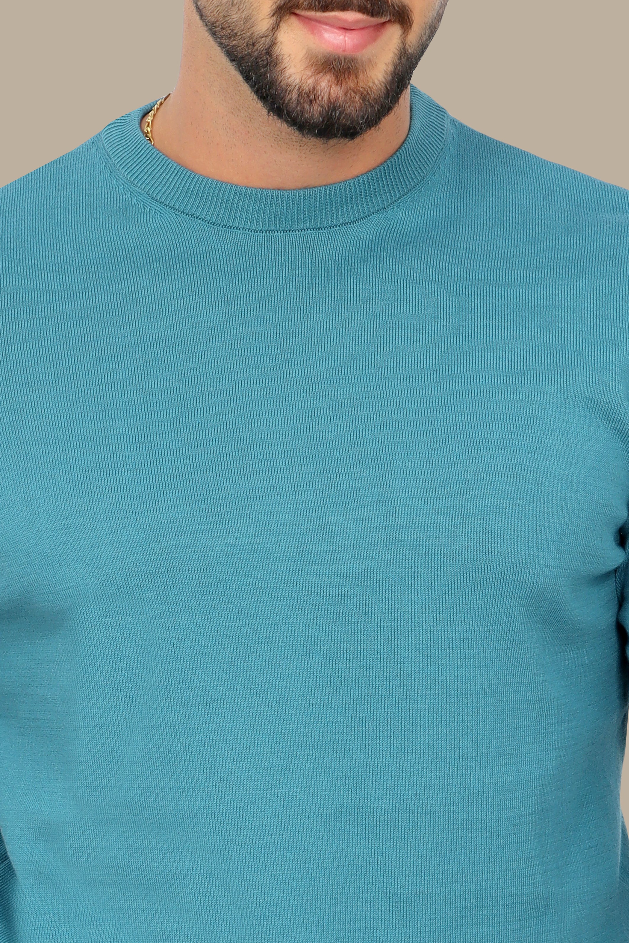 Essential Comfort: Turquoise Basic Round Neck Sweater