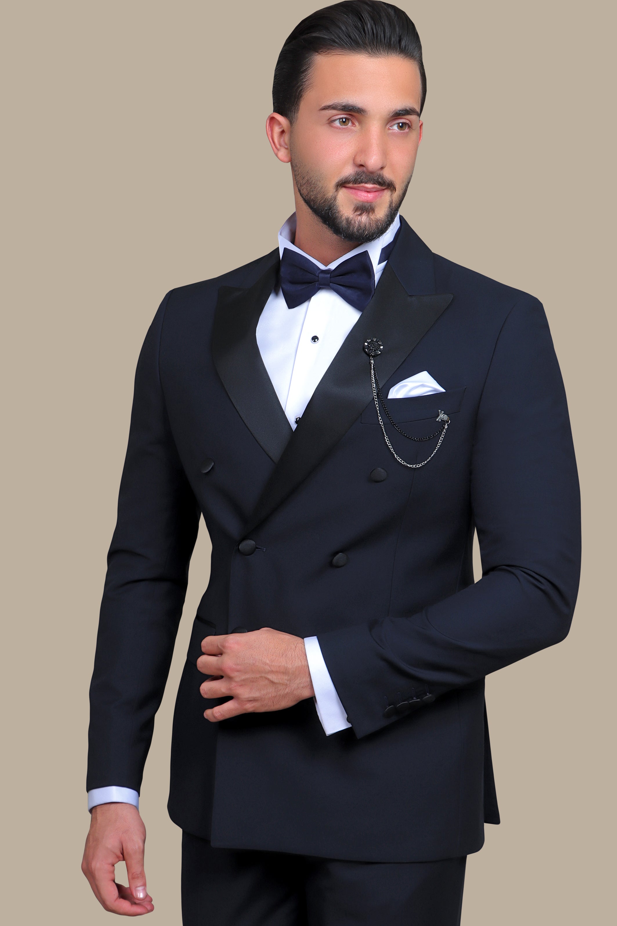 Navy Double-Breasted Elegance: A Timeless Statement