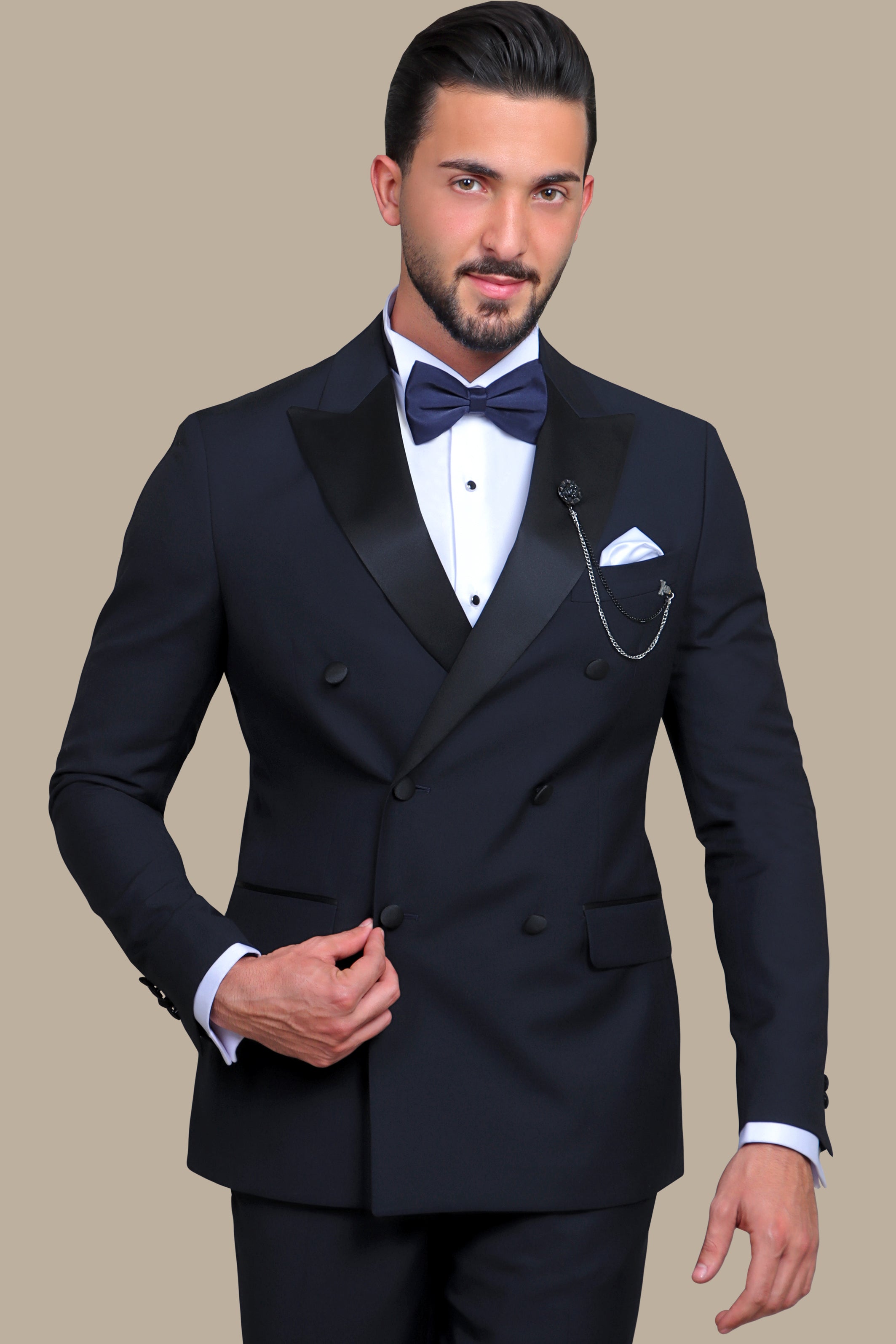 Navy Double-Breasted Elegance: A Timeless Statement