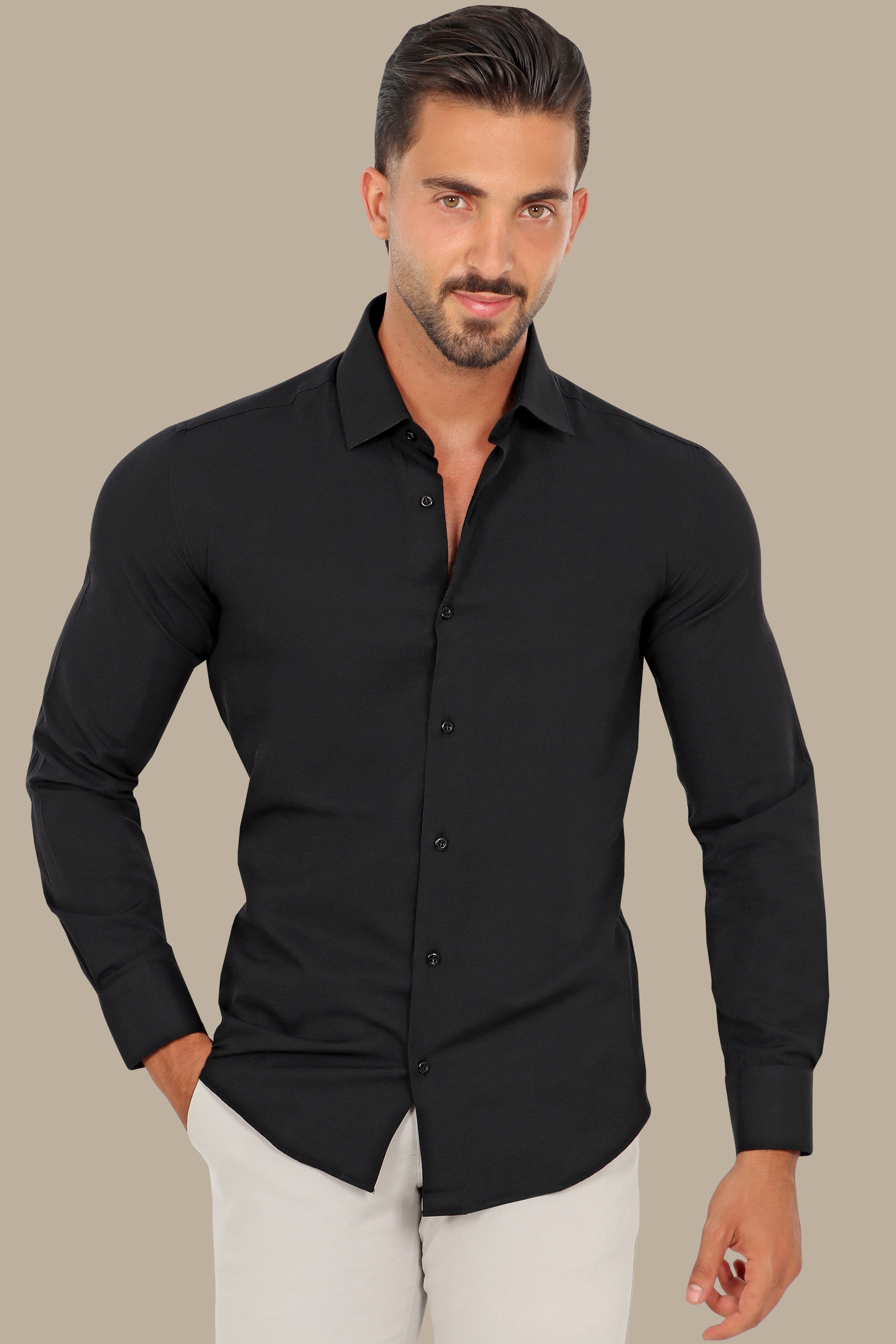 Black Chambray Slim-Fit Shirt