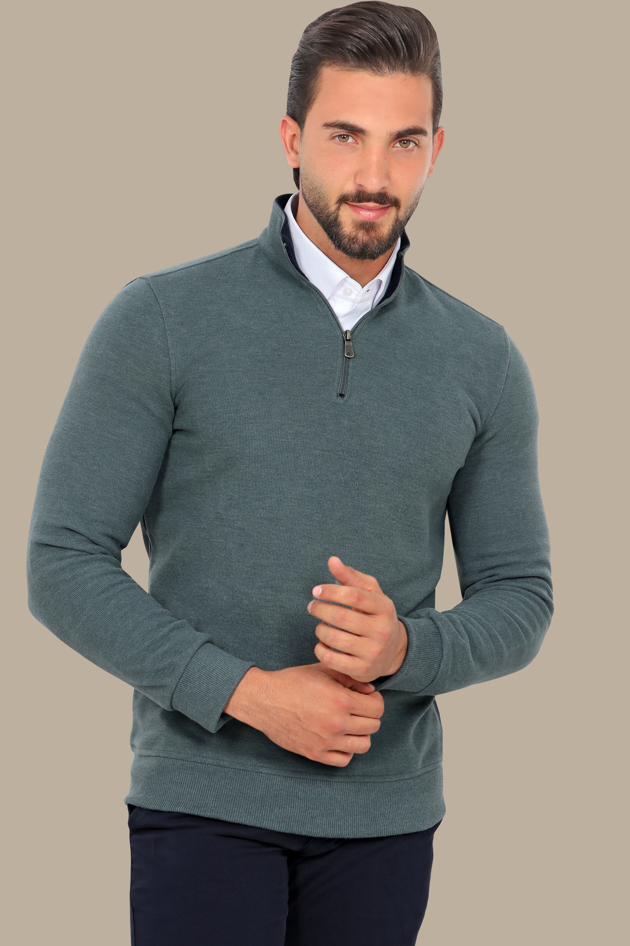 Luxurious Comfort: Aqua Velvet Half-Zipper Sweater