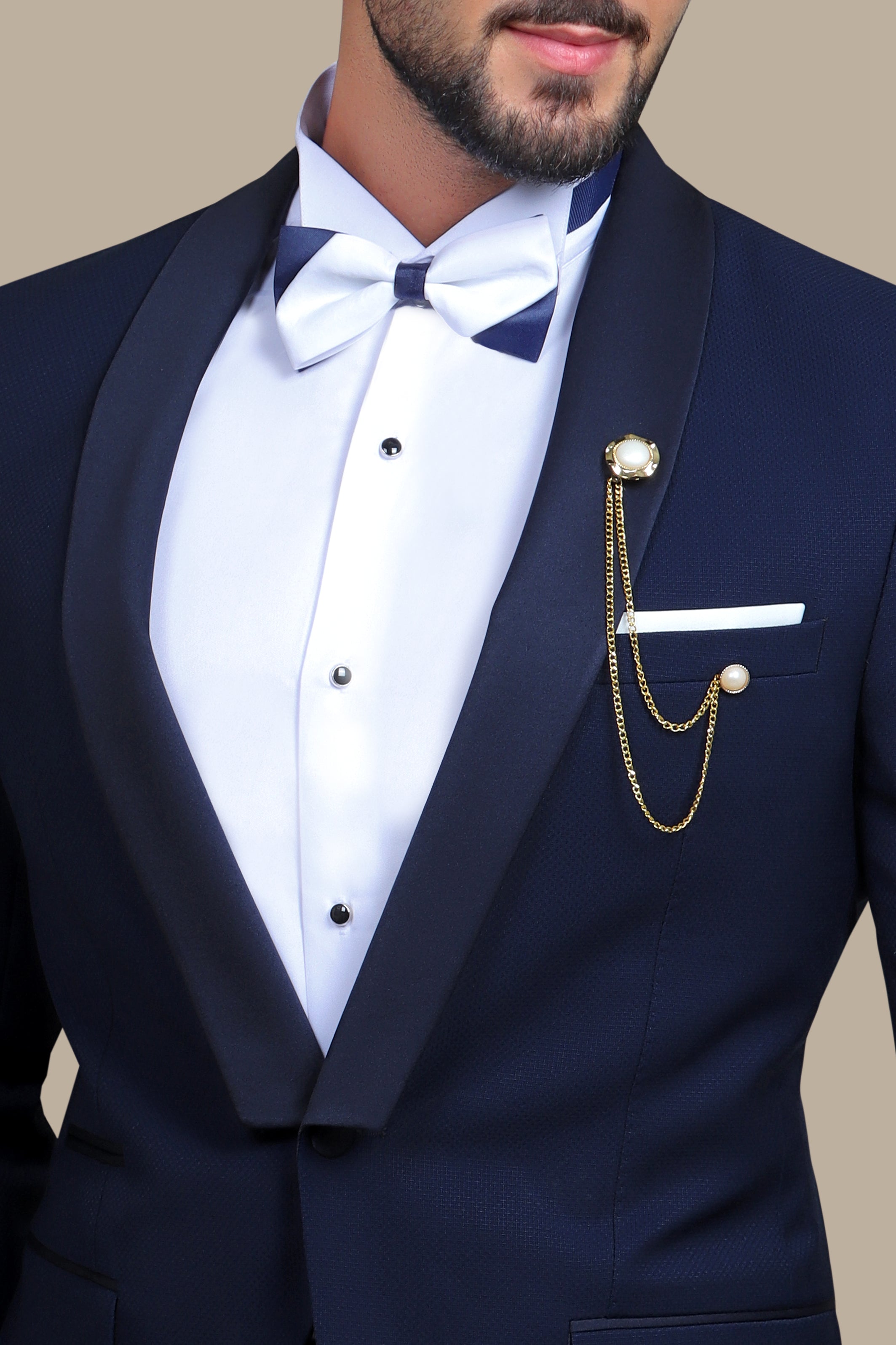 Navy Structured Shawl Collar Tuxedo