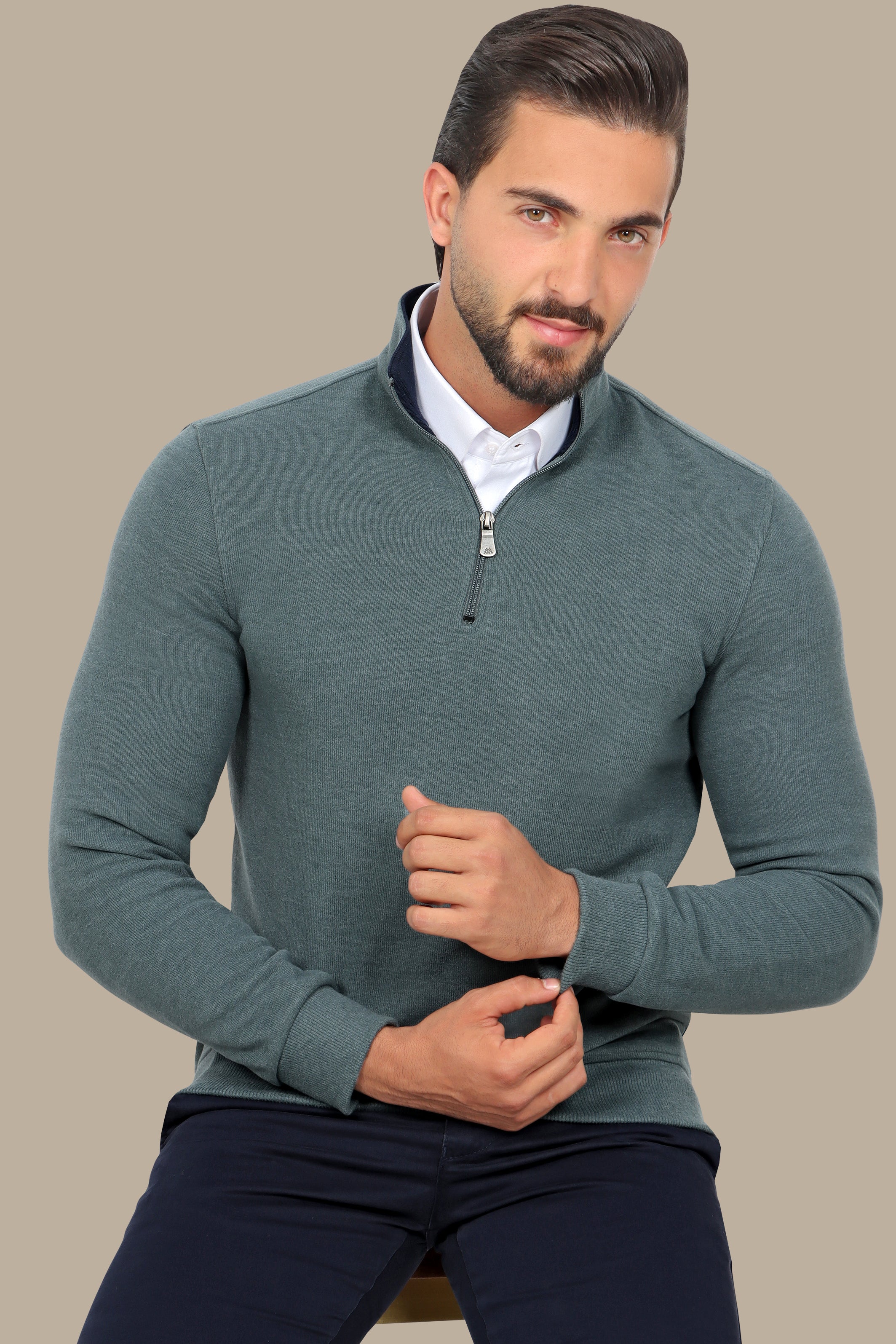 Luxurious Comfort: Aqua Velvet Half-Zipper Sweater