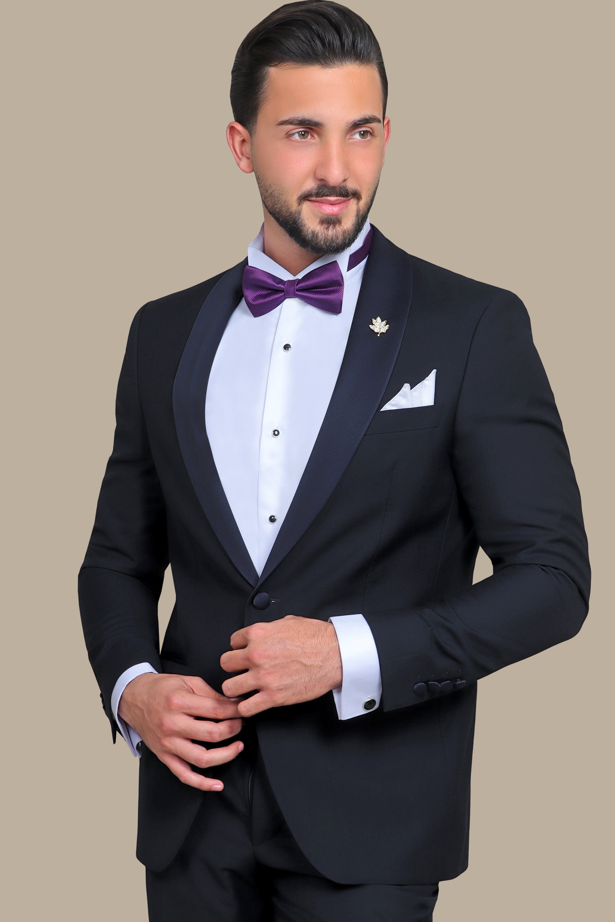 Midnight Elegance: The Navy Tuxedo with Shawl Lapel