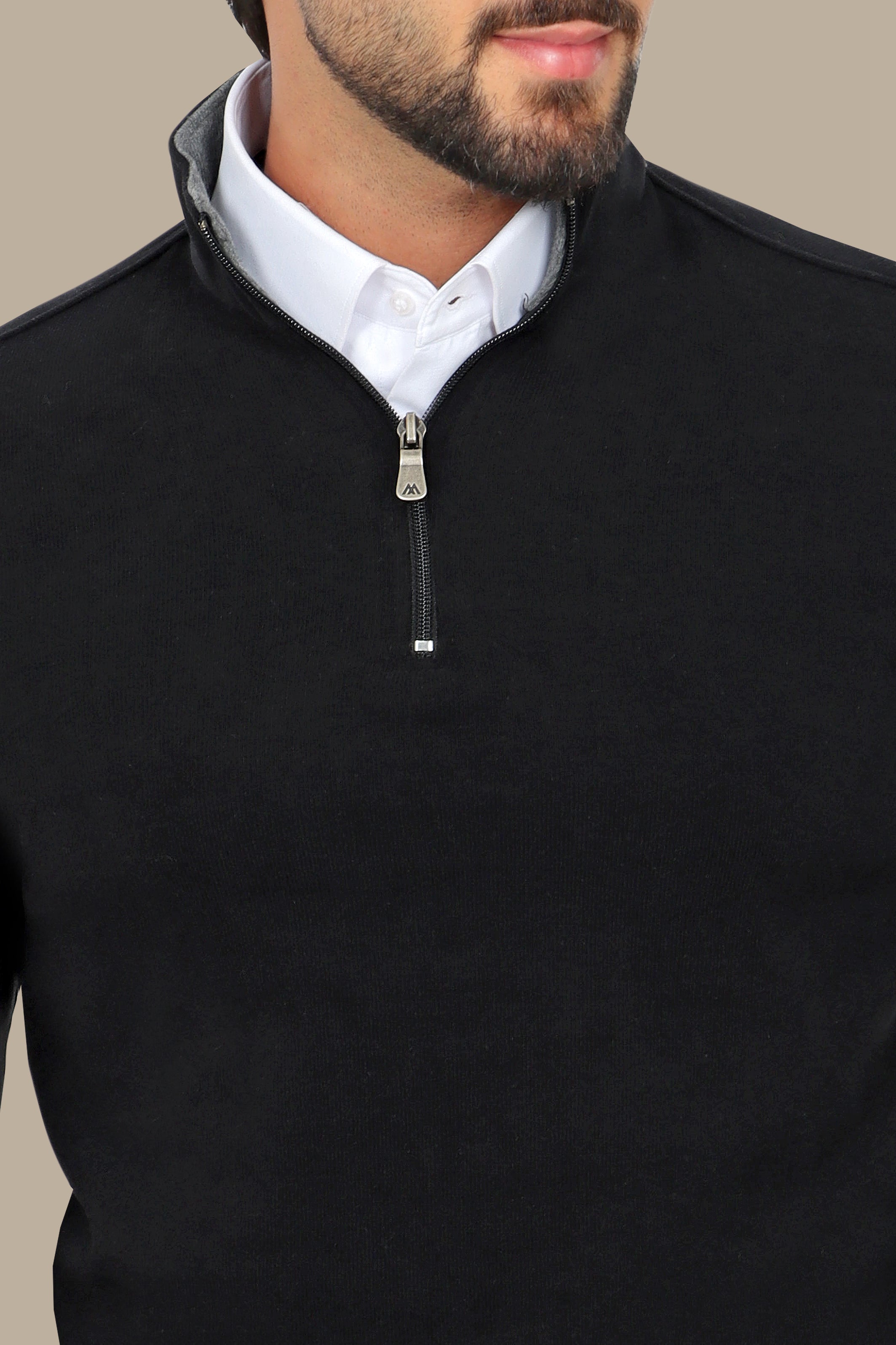 Luxurious Comfort: Black Velvet Half-Zipper Sweater