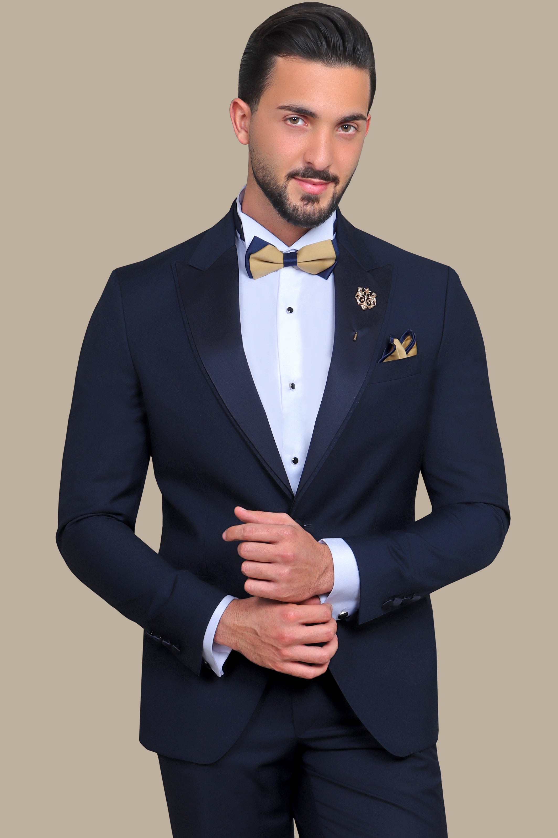 Navy Peak Lapel Double Layer Tuxedo