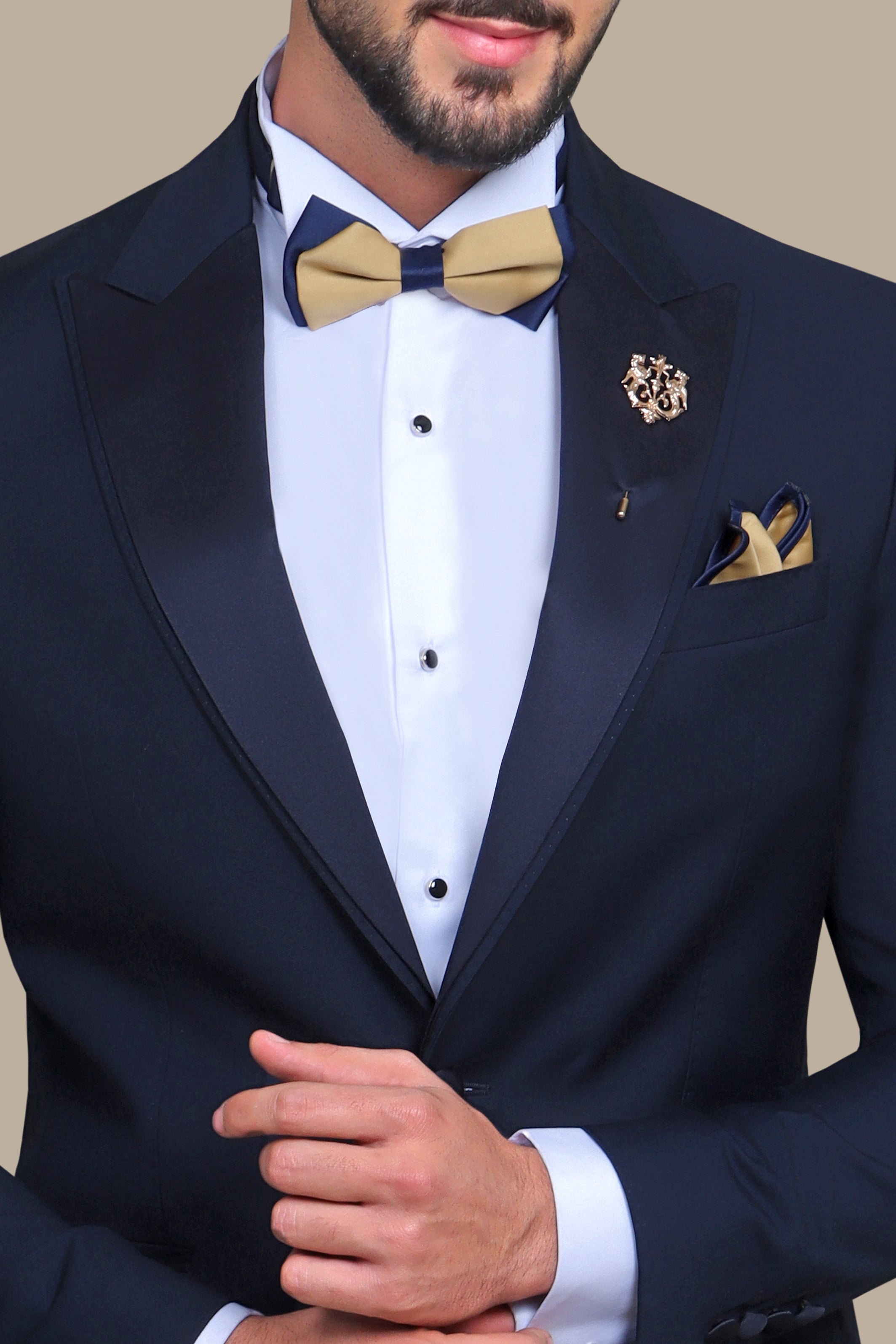 Navy Peak Lapel Double Layer Tuxedo