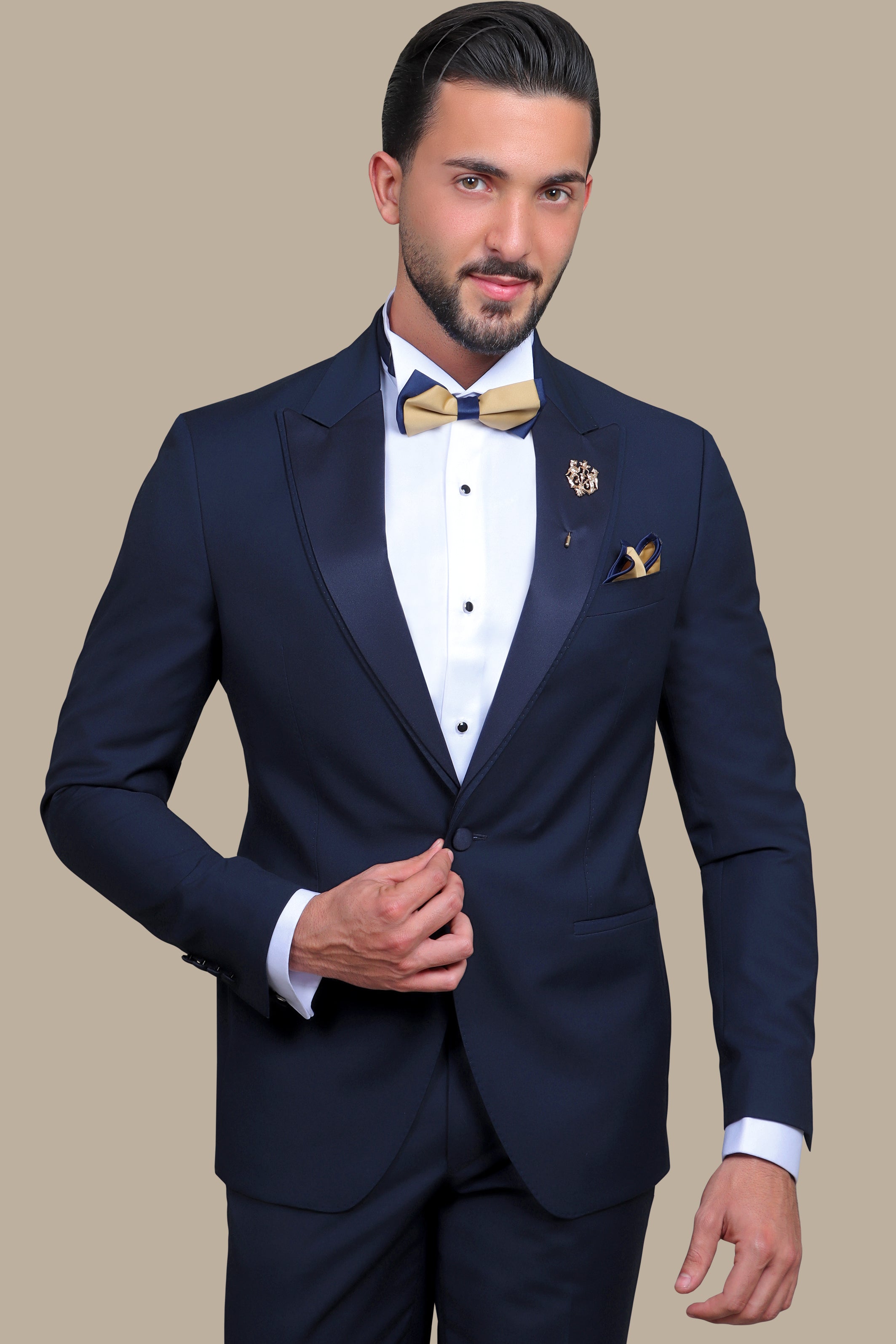 Navy Peak Lapel Double Layer Tuxedo