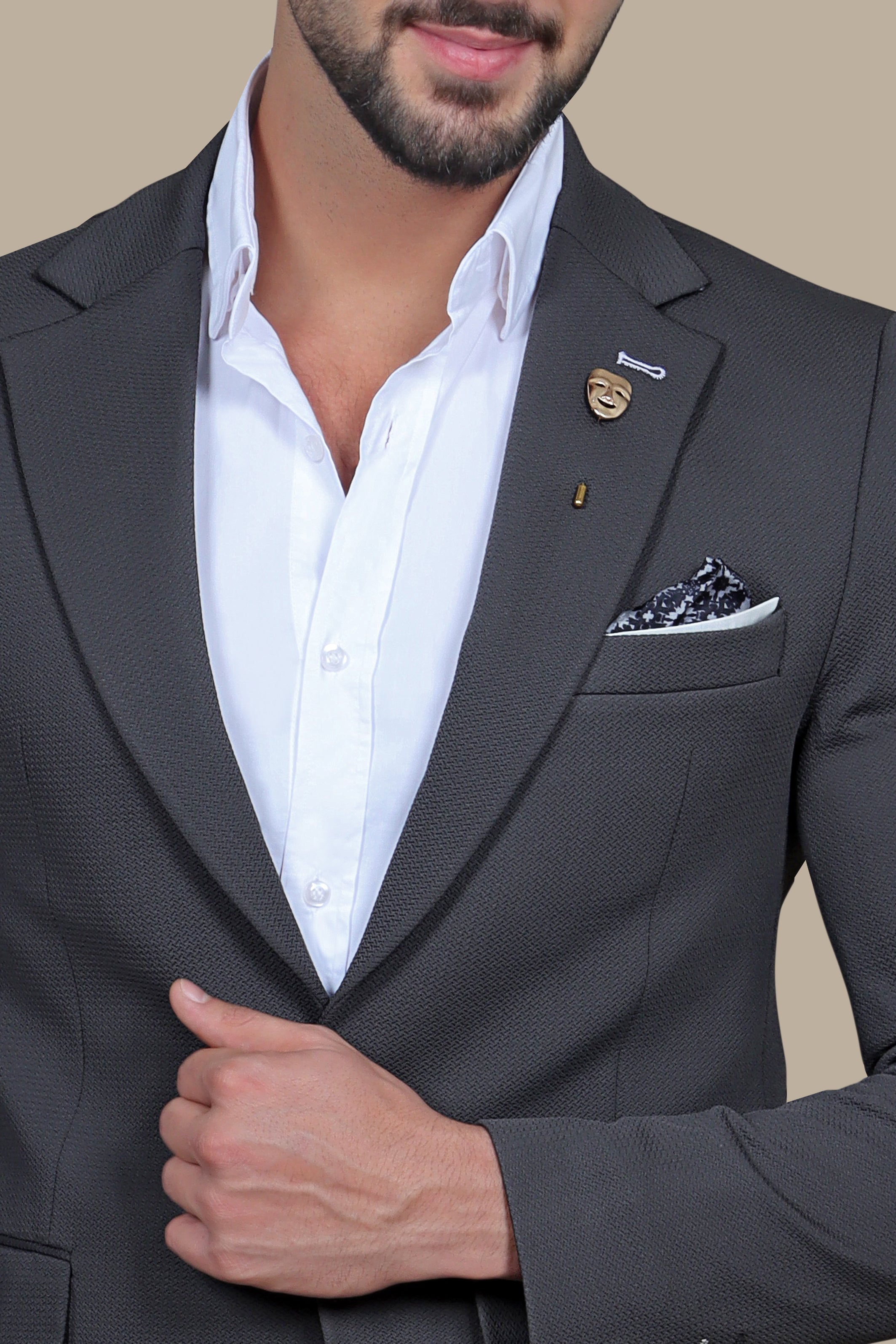 Khaki Classic: Structured Notch Lapel Blazer