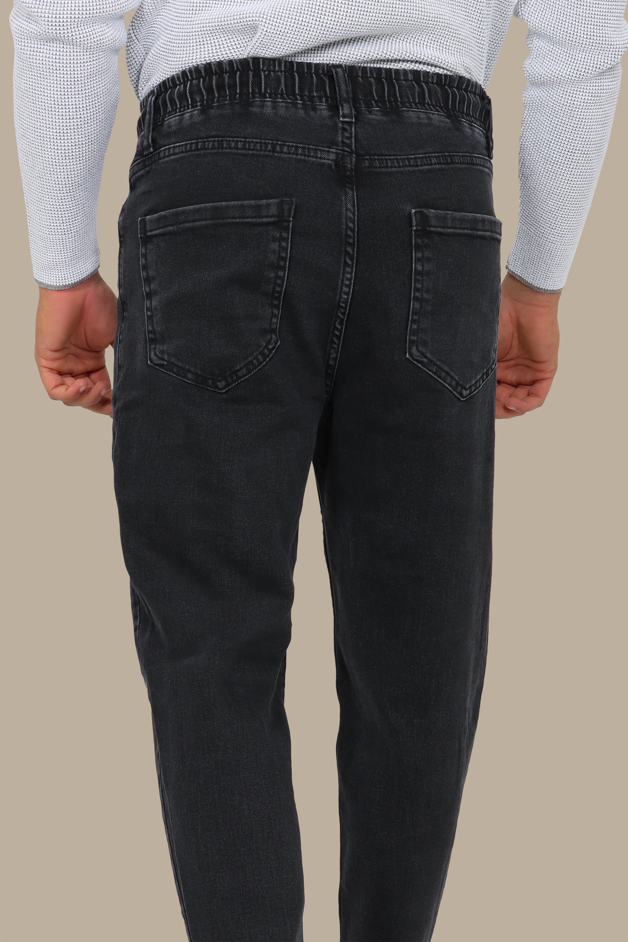 Jeans Jogger with Ribbon Black