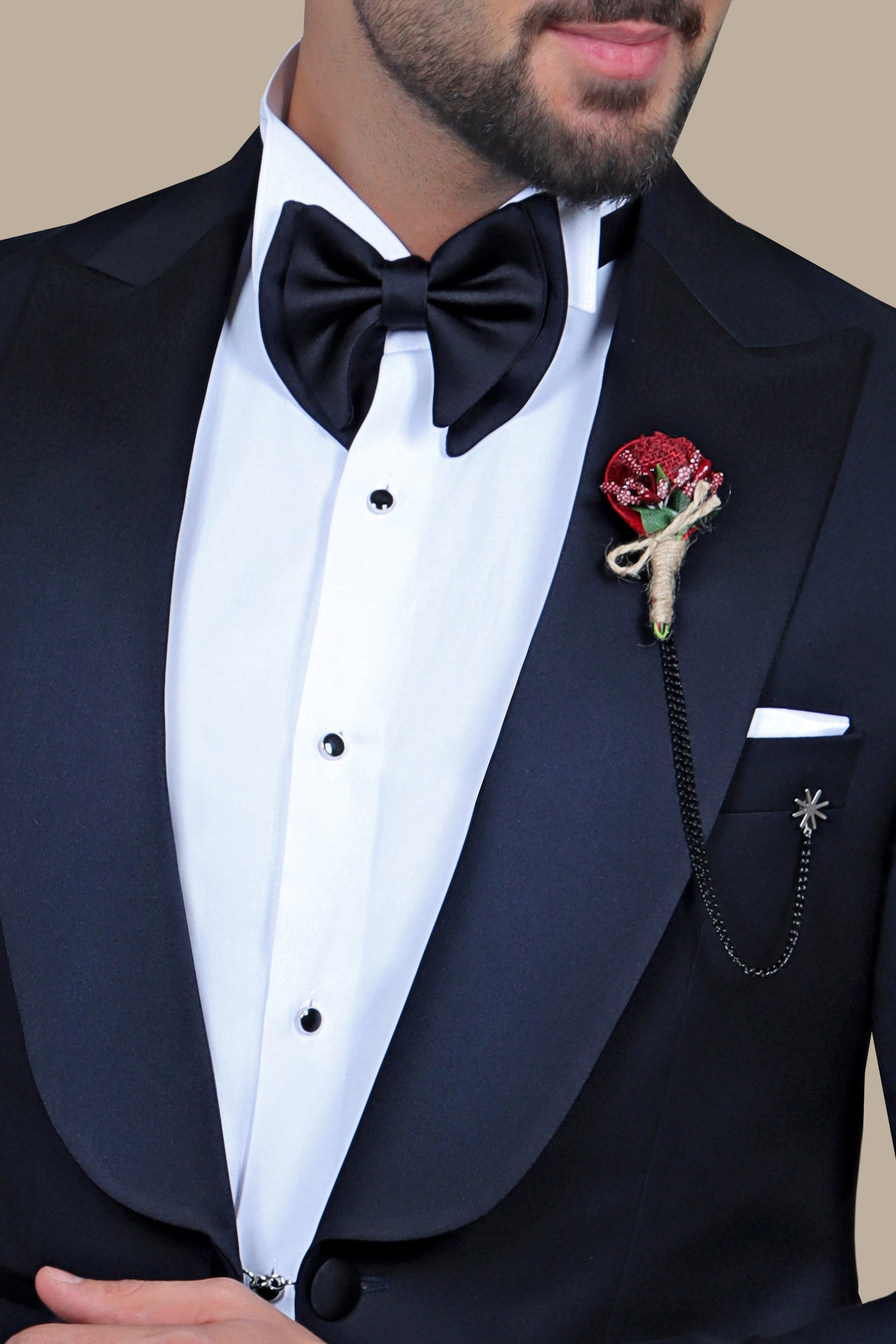 Elegant Navy Wide Peak 3-Piece Tuxedo Ensemble