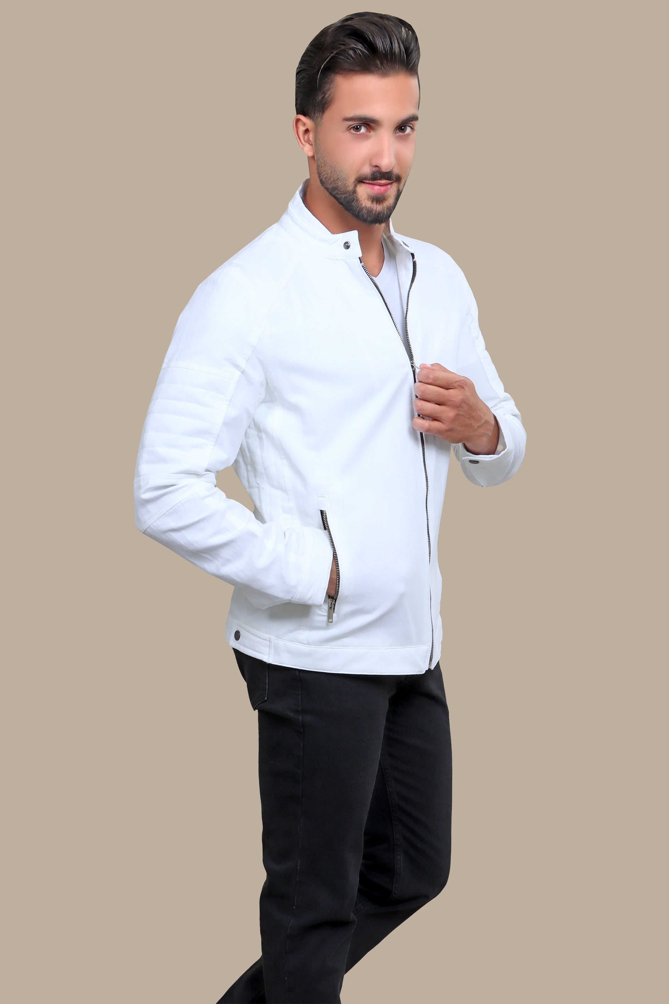 White Cotton Mao Jacket: Effortless Elegance for Every Occasion