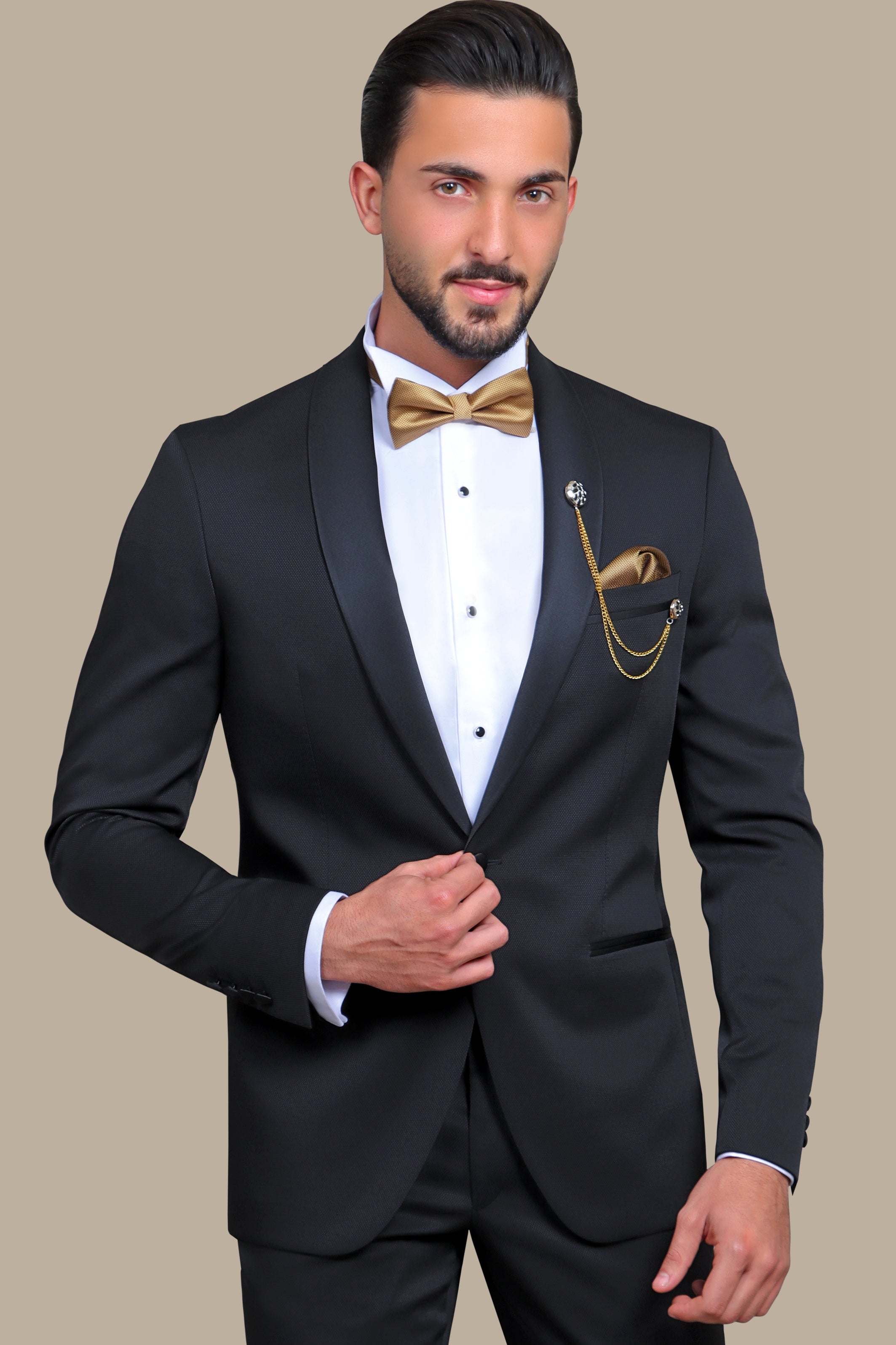 Black Pique Shawl Collar Tuxedo