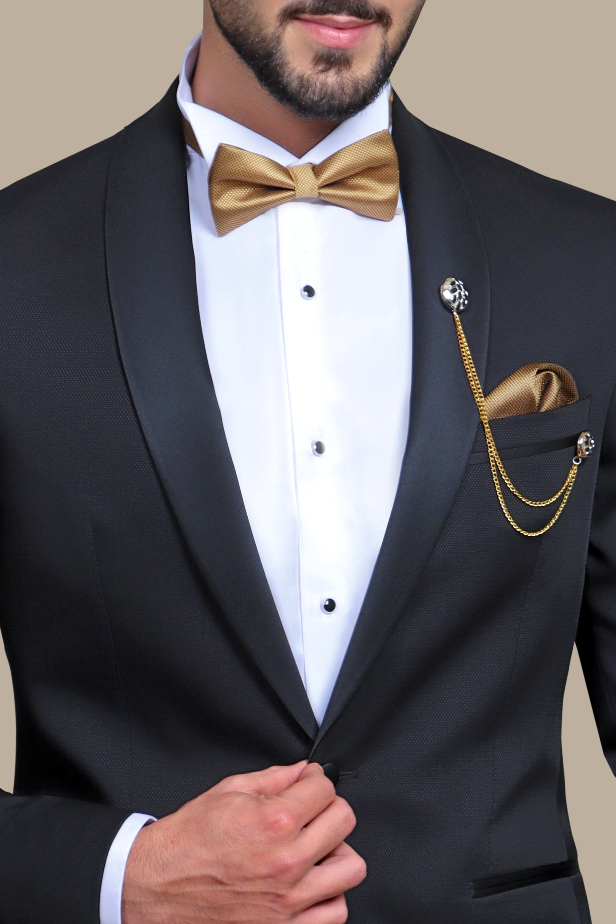 Black Pique Shawl Collar Tuxedo