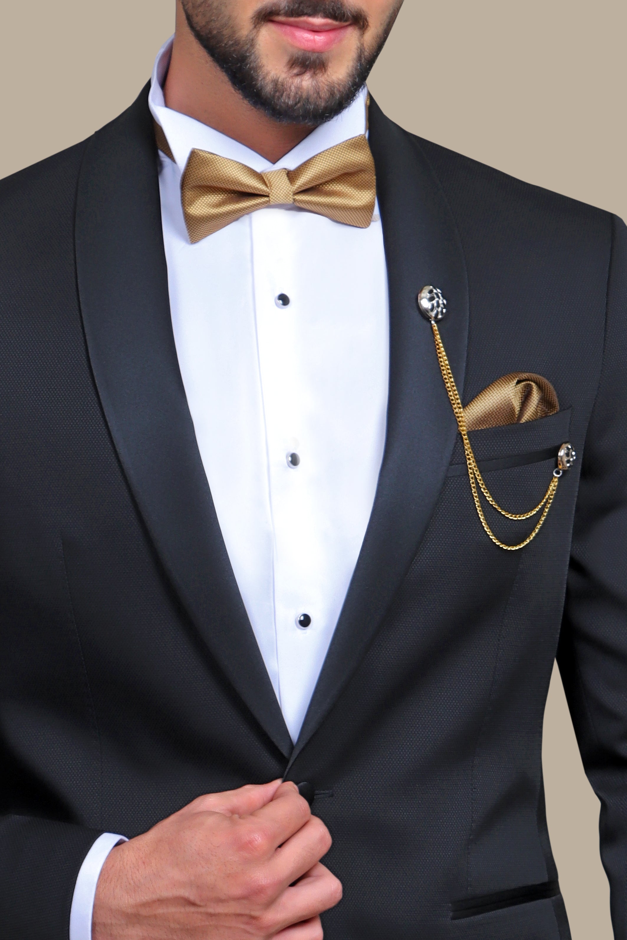 Black Pique Shawl Collar Tuxedo