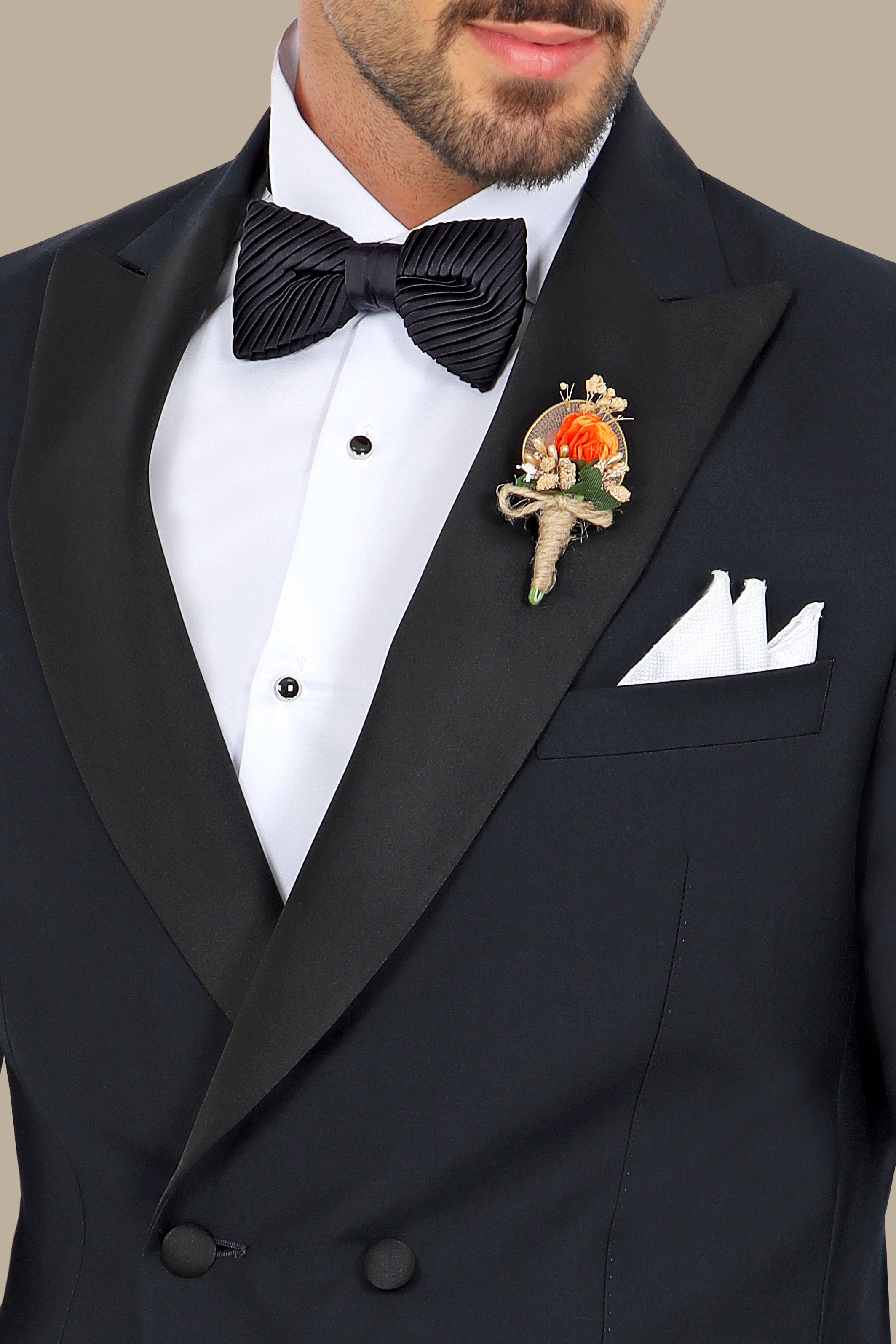 Navy Double-Breasted Peak Lapel Tuxedo