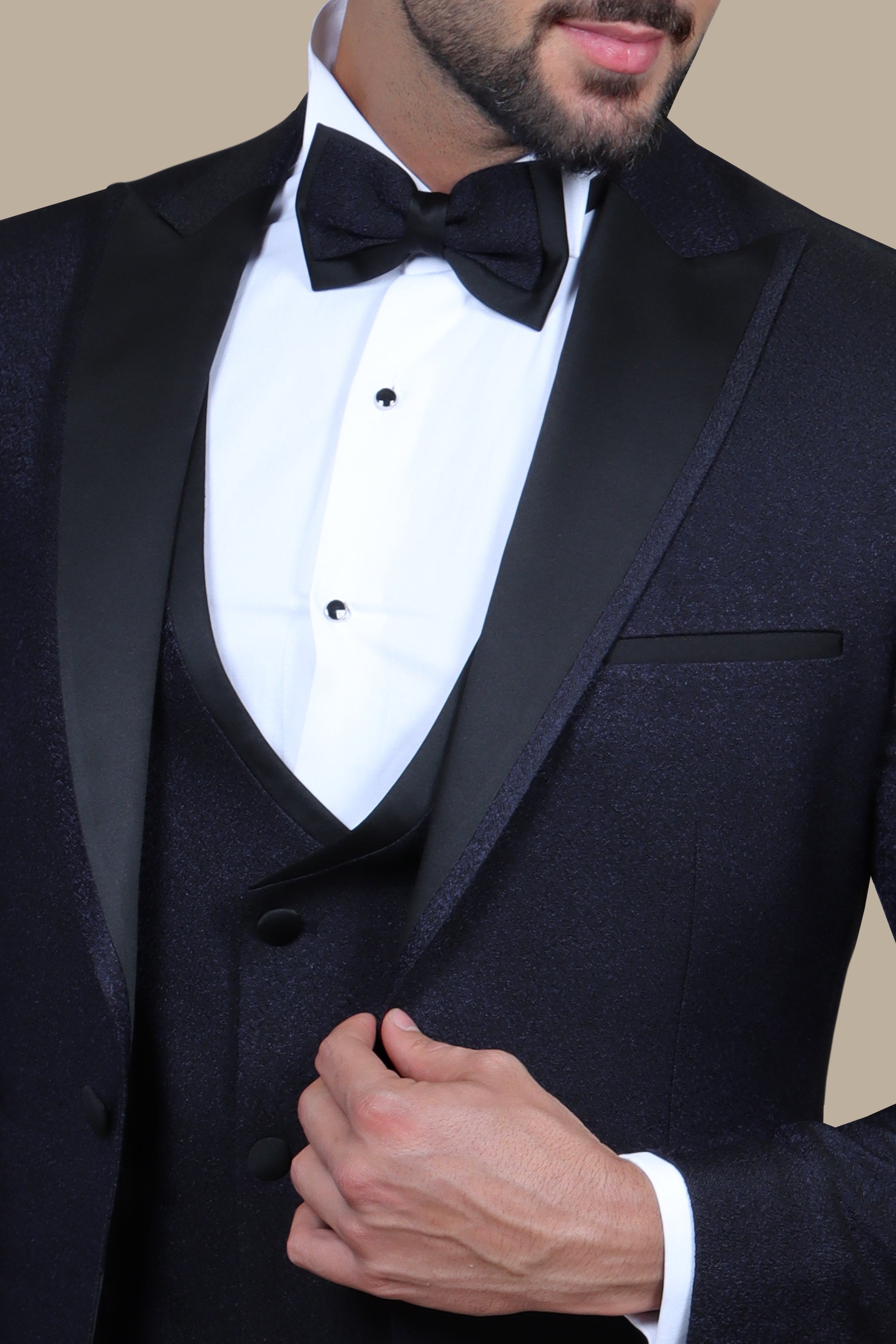 Navy Peak Structured 3-Piece Tuxedo