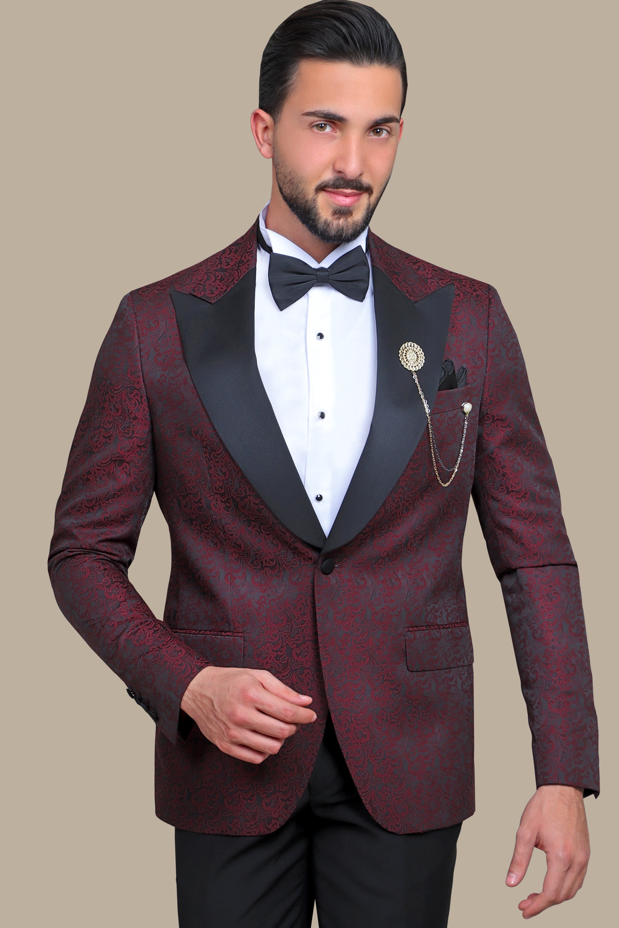 Burgundy Leaf Tuxedo FV: Elegant & Stylish