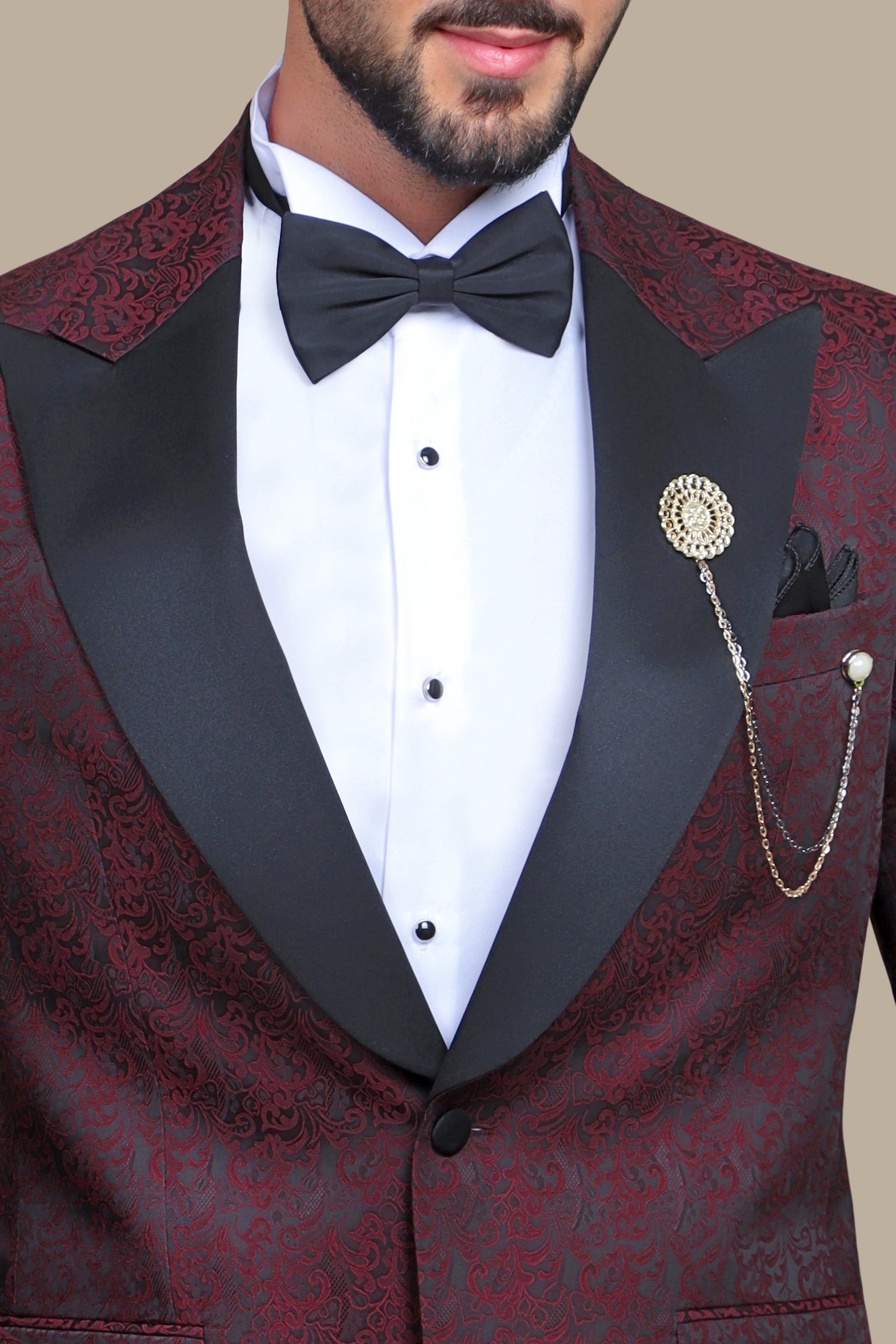 Burgundy Leaf Tuxedo FV: Elegant & Stylish